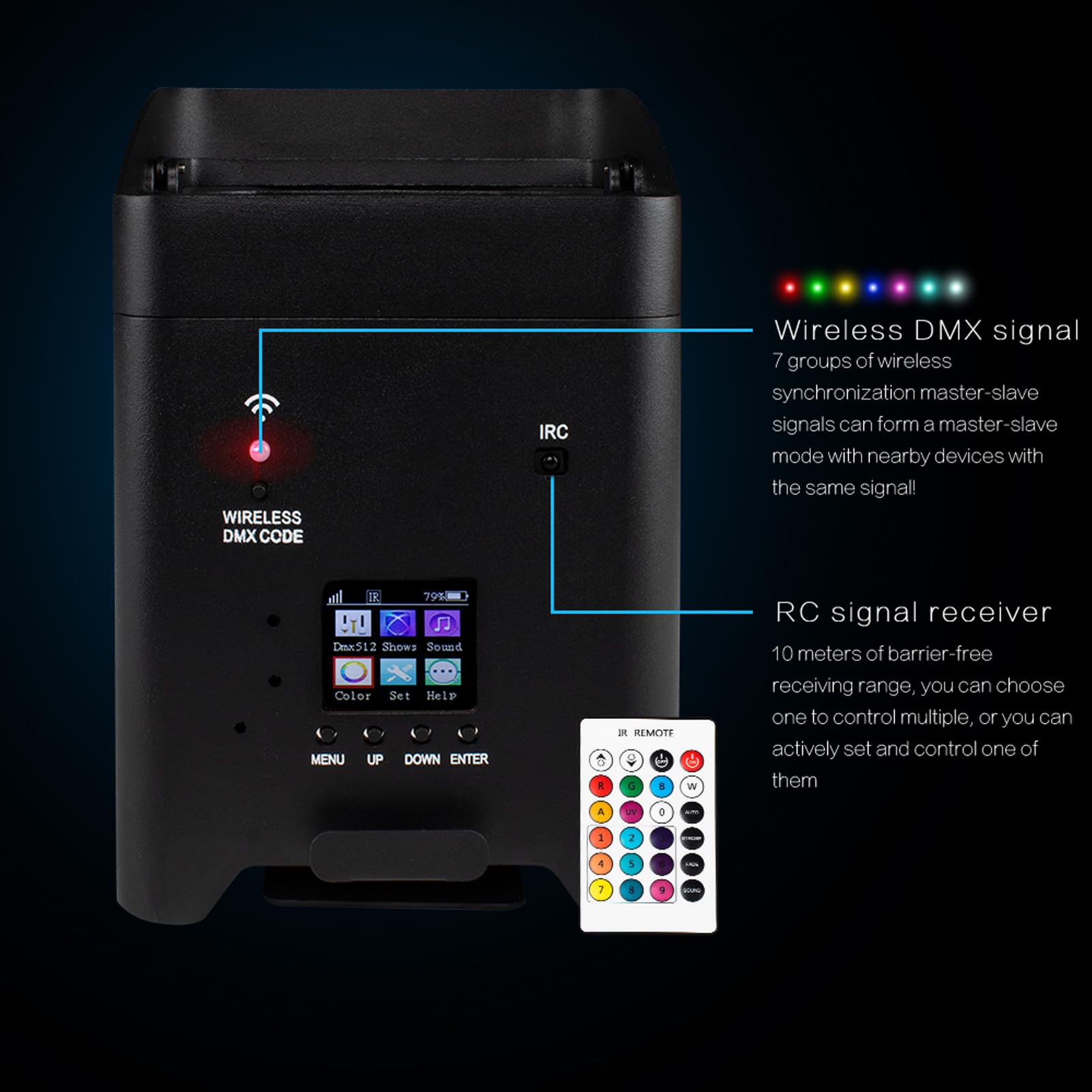 SHEHDS Rechargeable Wireless Stage Light - 6x18W RGBWA+UV Par Can DJ Lights with Remote, APP & DMX512 Control | 8800mAh Battery for Concerts, Parties, and Nightclubs