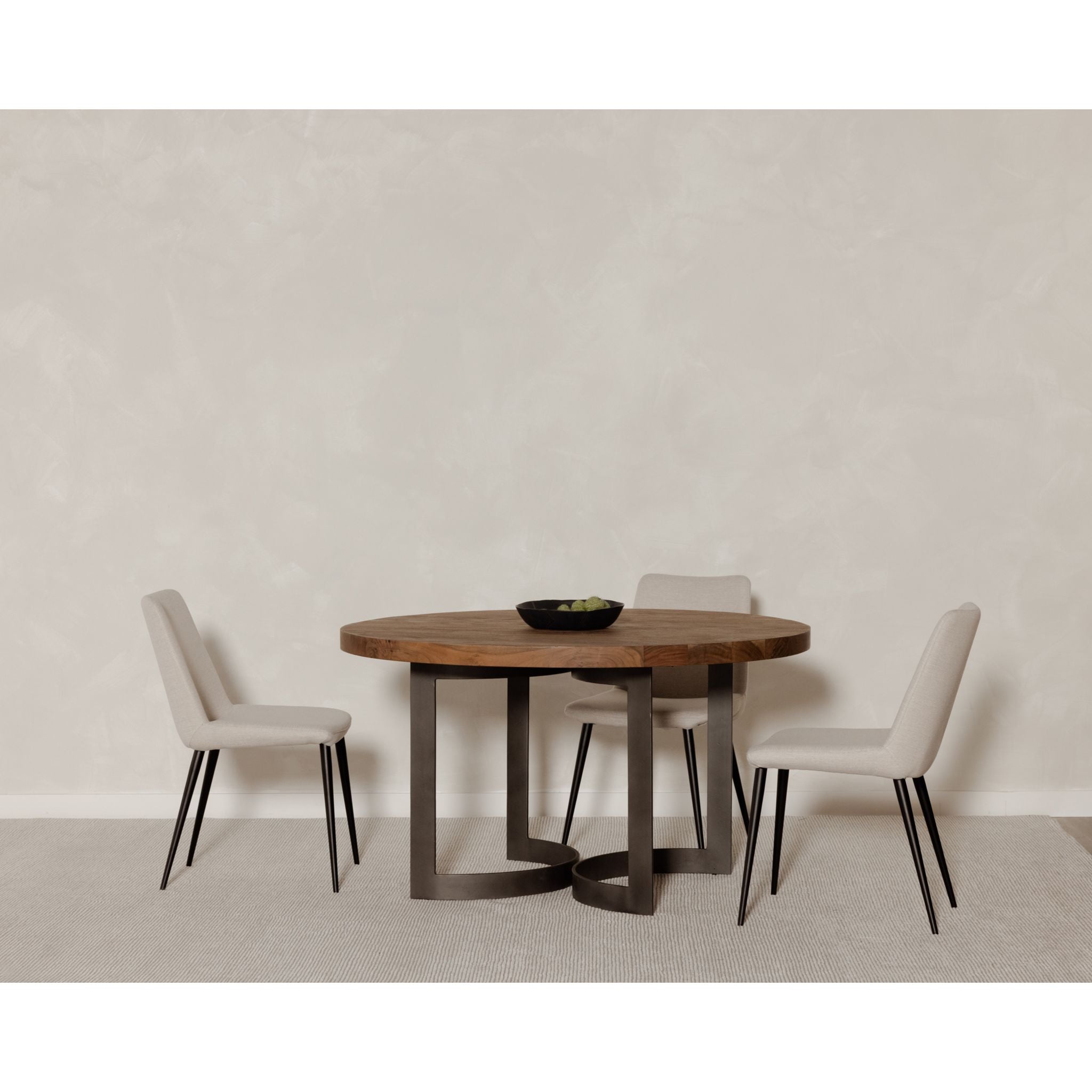 Modern Smoked Bent Dining Table - Elegant Wooden Kitchen Table for 6 - Perfect for Small Spaces, Dining Rooms & Open-Concept Living Areas