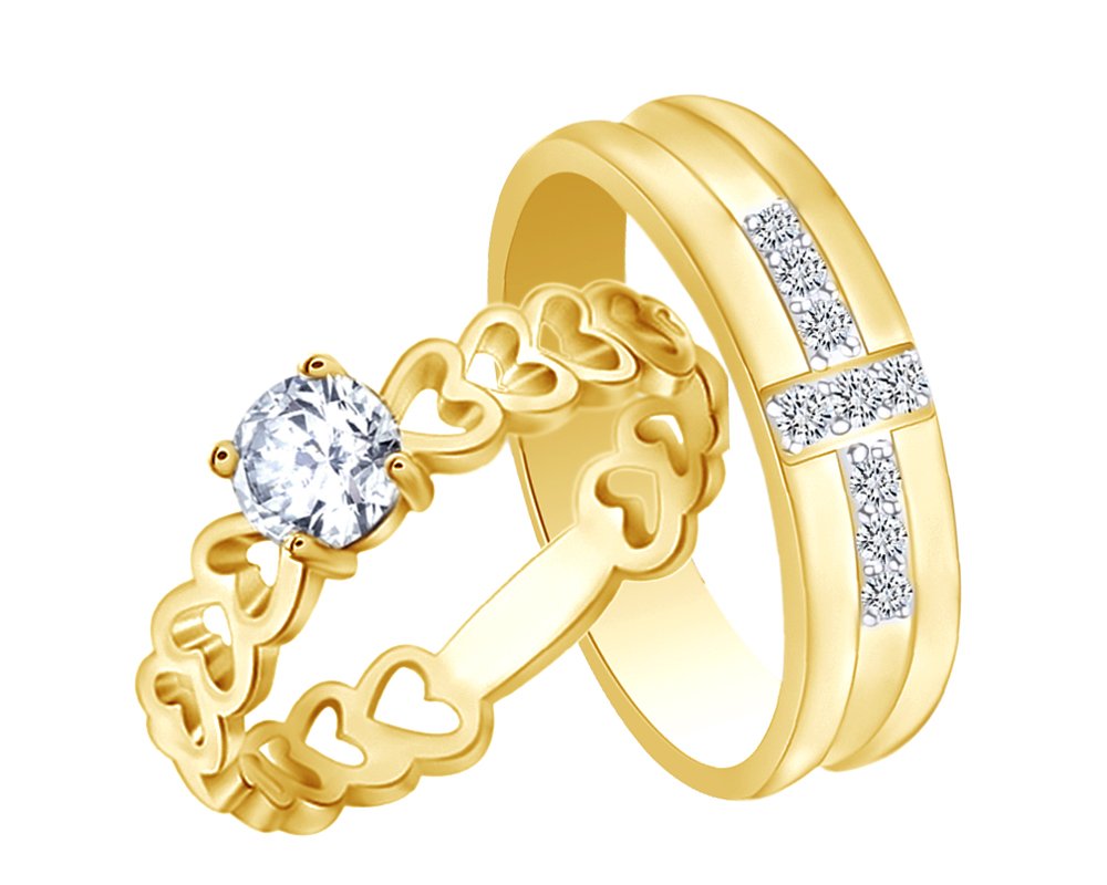 Affordable His & Hers Matching Couple Solitaire Engagement Rings - 925 Sterling Silver with White Cubic Zirconia - Perfect for Proposals, Anniversaries & Romantic Gifts