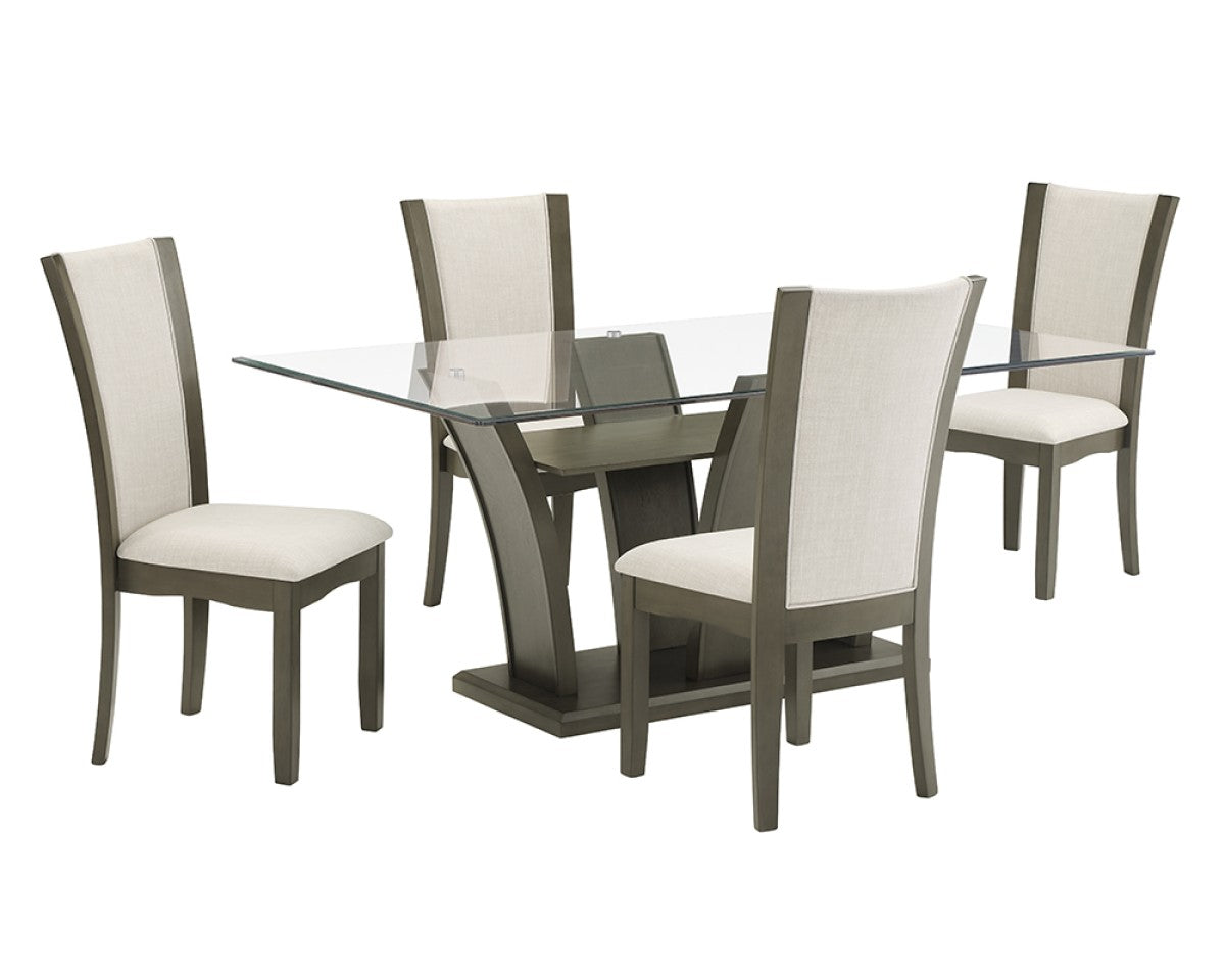 5-Piece Modern Grey Dining Set - Round Table & 4 Chairs for Small Space, Kitchen, Breakfast Nook - Durable & Stylish Furniture for Home & Apartment