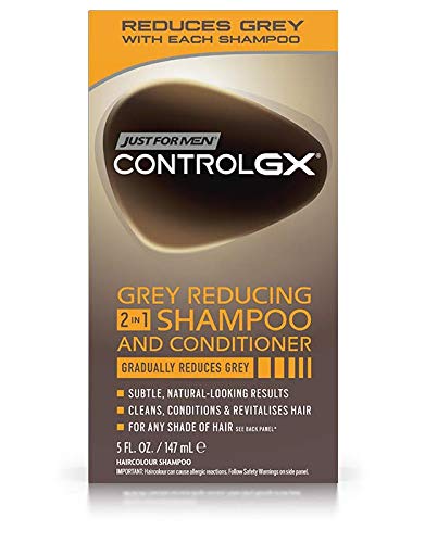 Just For Men Control GX 2-in-1 Grey Reducing Shampoo + Conditioner, 5 oz (147ml) - 3 Pack - Gradually Colors & Conditions Hair - Perfect for At-Home Grey Coverage & Men's Hair Care Routine