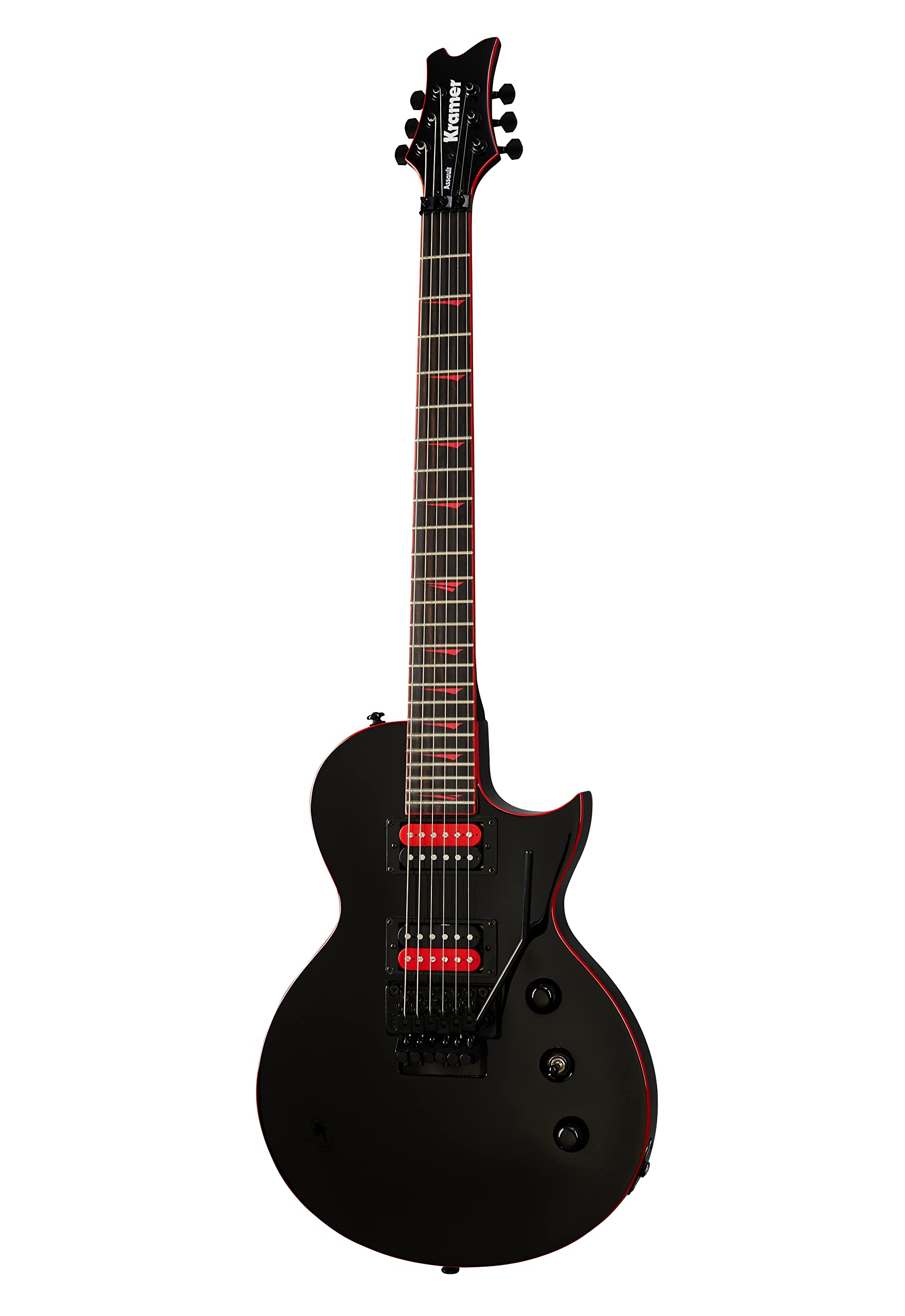 Kramer Assault 220FR Electric Guitar with Floyd Rose Tremolo - Black with Red Binding - Perfect for Rock, Metal & Stage Performances