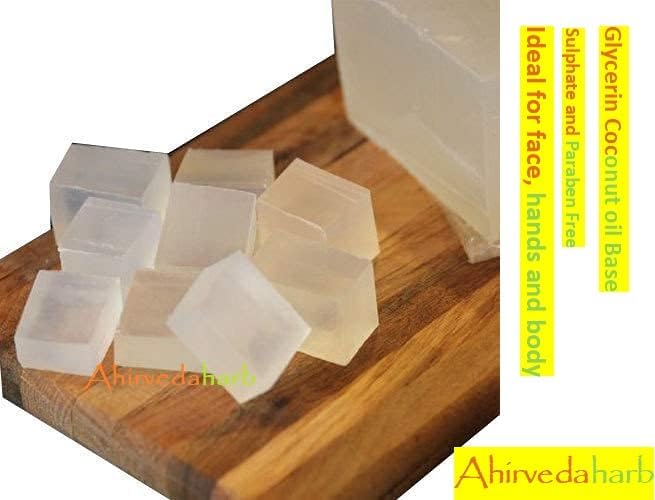 AHIRVEDAHARB Ultra Clear Melt and Pour Soap Base - 100% Natural, Alcohol-Free Transparent Soap Making Supplies (400g) - Perfect for DIY Handmade Soaps, Bath Bombs, and Gift Making