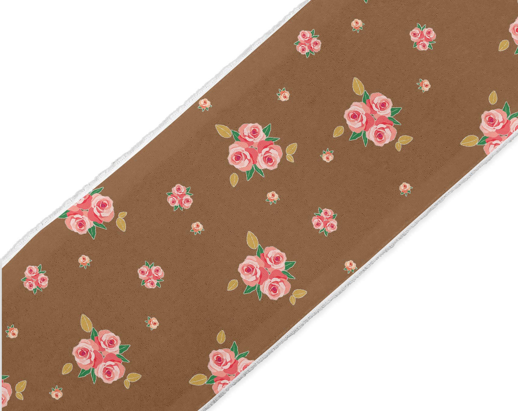 Indian Beautiful Art 9-Yard Dupion Fabric Lace - 3 Inch Brown Leaves & Rose Floral Printed Ribbon Trim for Crafts, Sewing Accessories | Perfect for DIY Projects, Gift Wrapping, and Home Decor