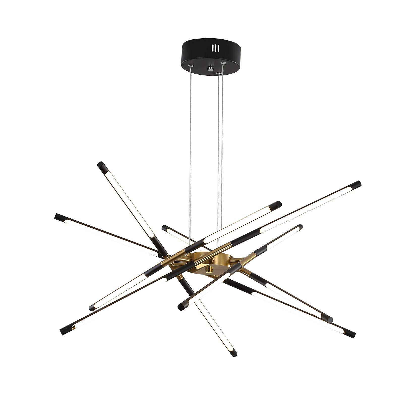 Modern Black and Gold Sputnik Chandelier - 12 Head LED Ceiling Light Fixture, Easy Install Pendant Lighting for Dining Room, Kitchen, Bedroom & Living Room - Elegant Home Decor for Parties, Weddings & Luxury Interiors