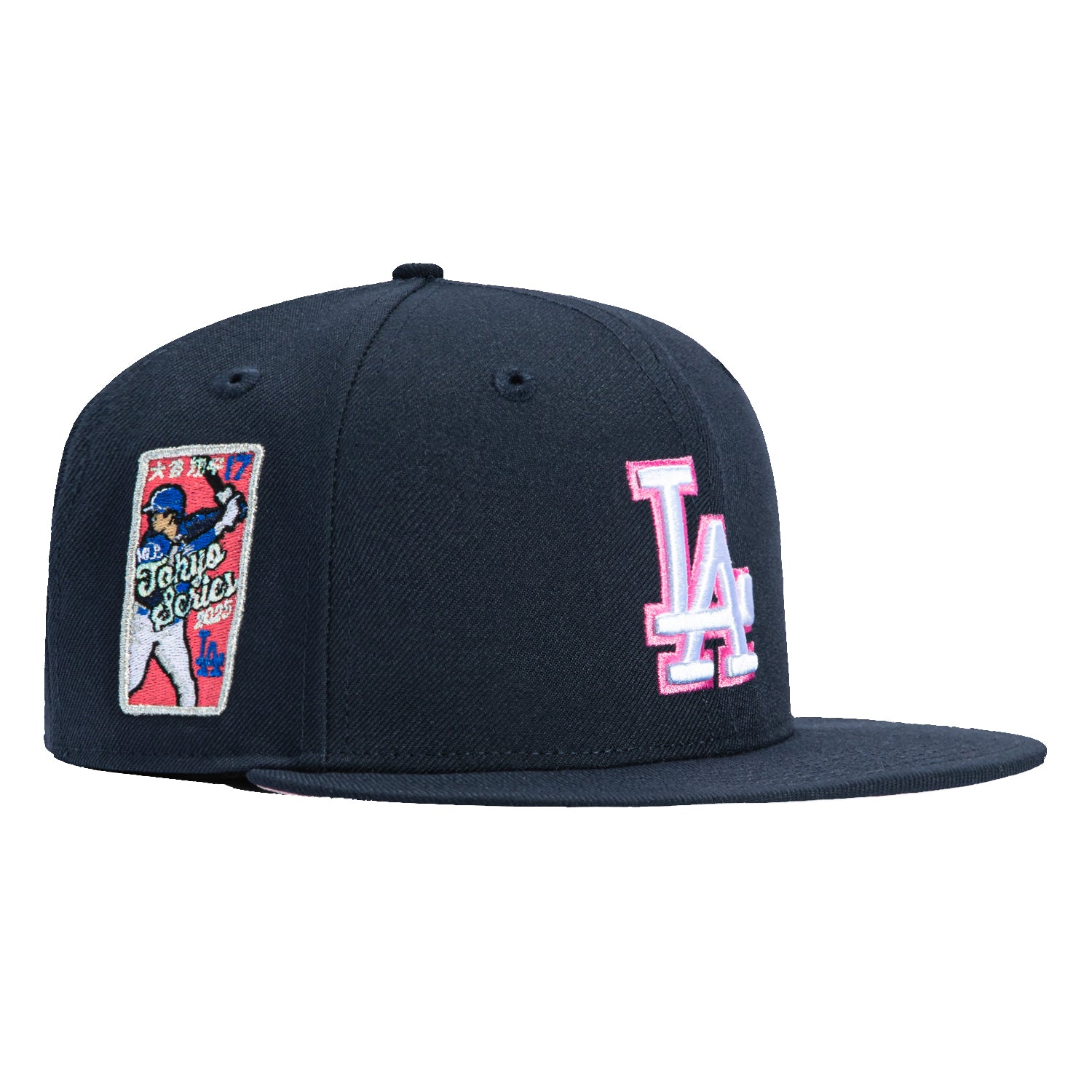 New Era 59Fifty Los Angeles Dodgers 2025 Tokyo Series Ohtani Patch Snapback Hat - Navy, White & Pink Colors | Official MLB Baseball Cap for Men & Women | Perfect for Games, Collecting & Streetwear Fashion