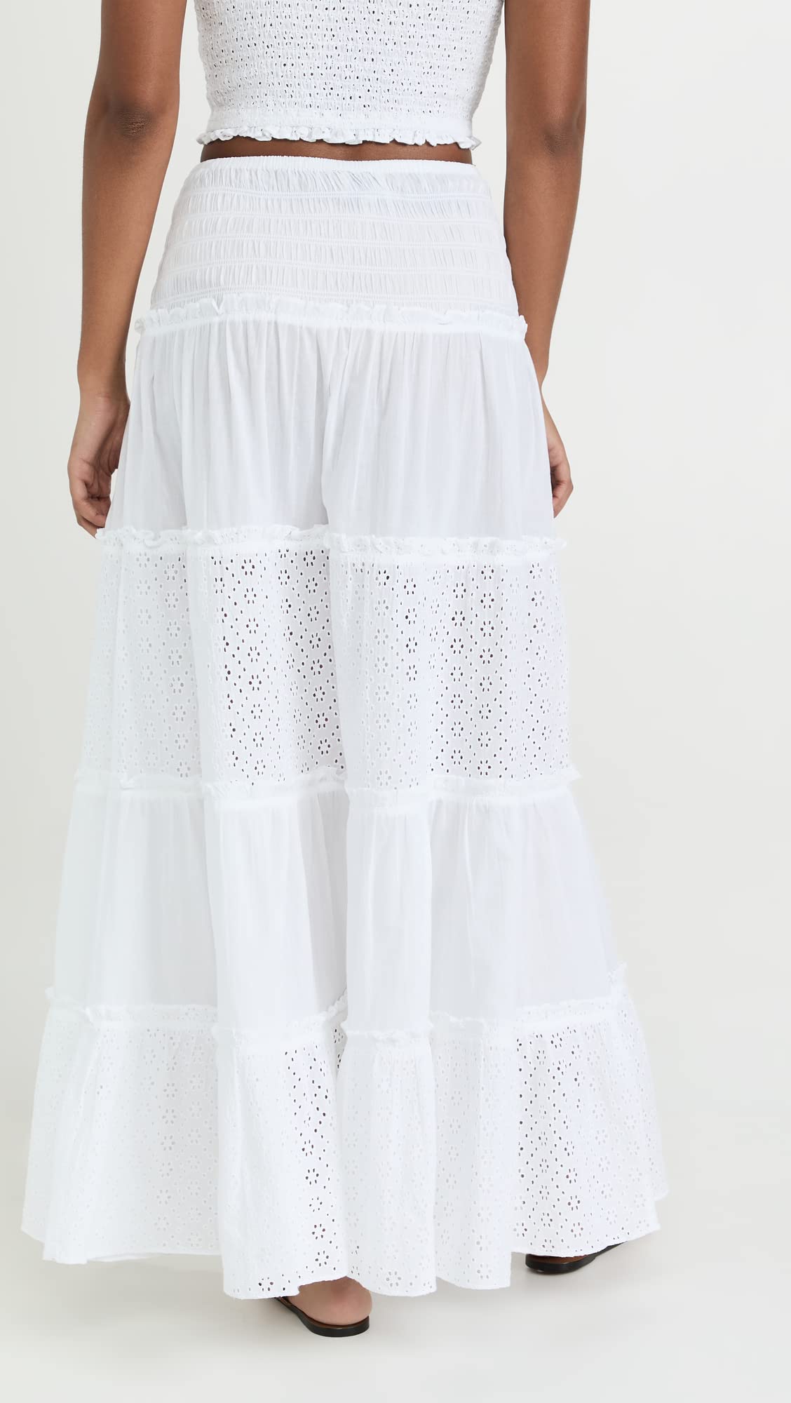Women's Smocked Skirt - Floral Summer Midi Skirt with Elastic Waist | Perfect for Beach, Vacation & Casual Outfits