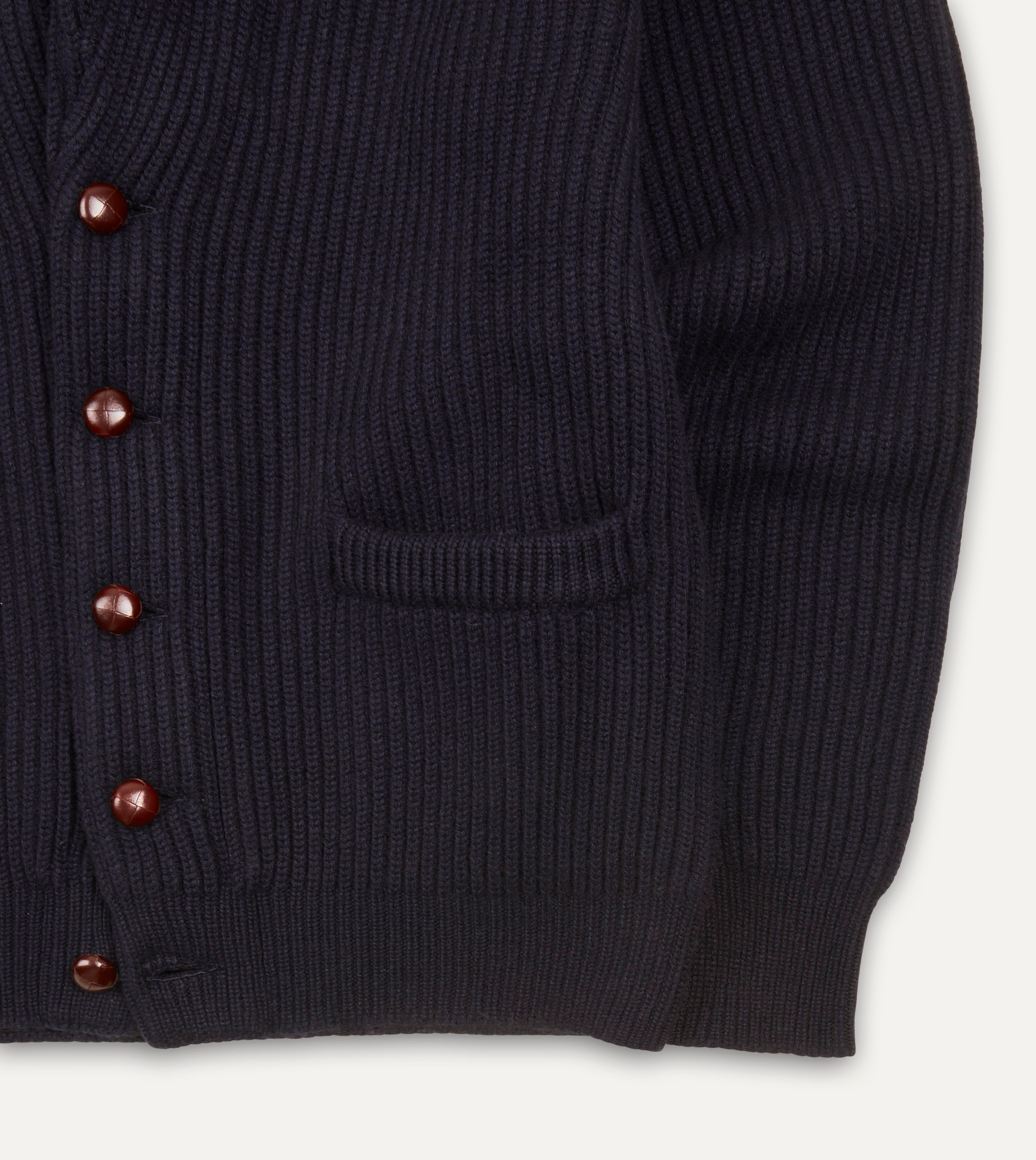 Luxury Navy Blue Cashmere Shawl Collar Cardigan for Women - Soft & Warm Winter Sweater - Perfect for Office, Date Night & Holiday Outfits