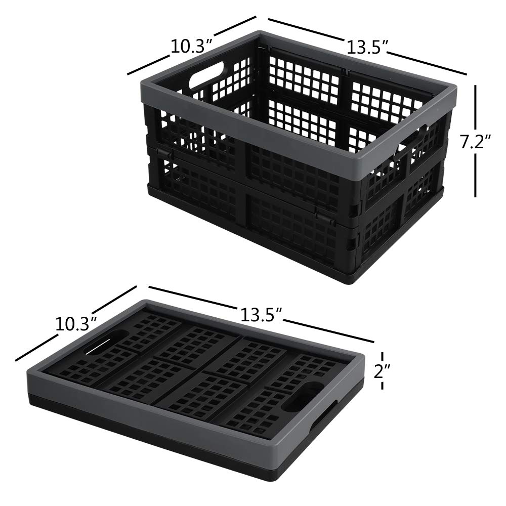 Pekky 16 Quart Stackable Collapsible Plastic Milk Crates - 2 Pack (13.5