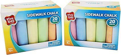 Jumbo Sidewalk Chalk Set - 20 Count, 5 Vibrant Colors (Bonus Frisbee Included) for Outdoor Fun, Kids Drawing & Creative Play