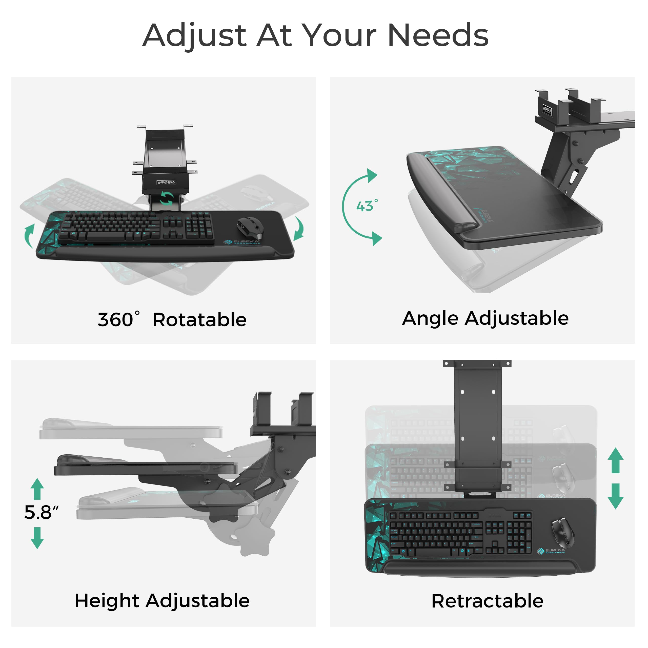 EUREKA ERGONOMIC Under Desk Keyboard Tray - 28x10