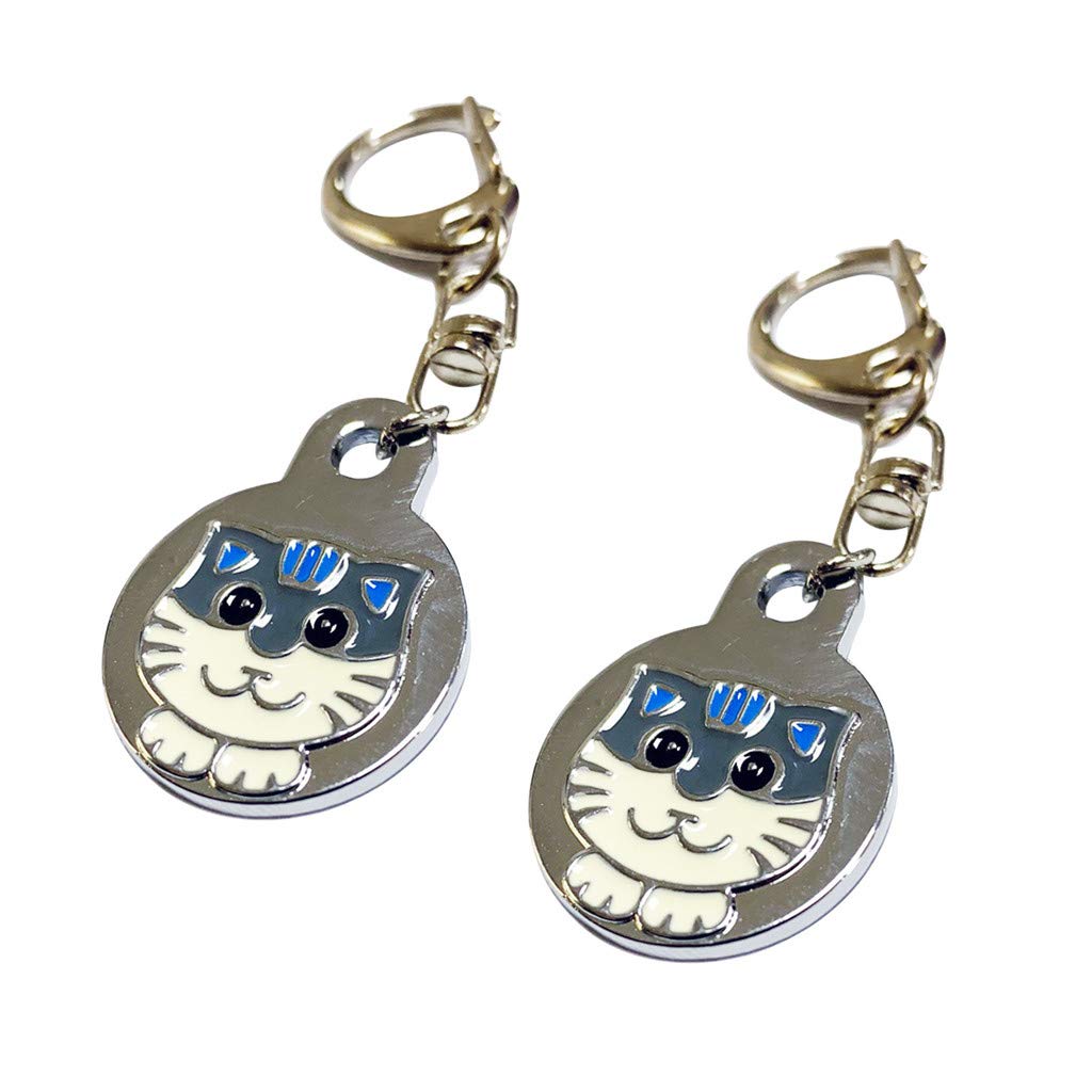 Anti-Lost Cat ID Tags - 2pc Cute Pet Name Tags for Cats (Silver) - Perfect for Outdoor Safety