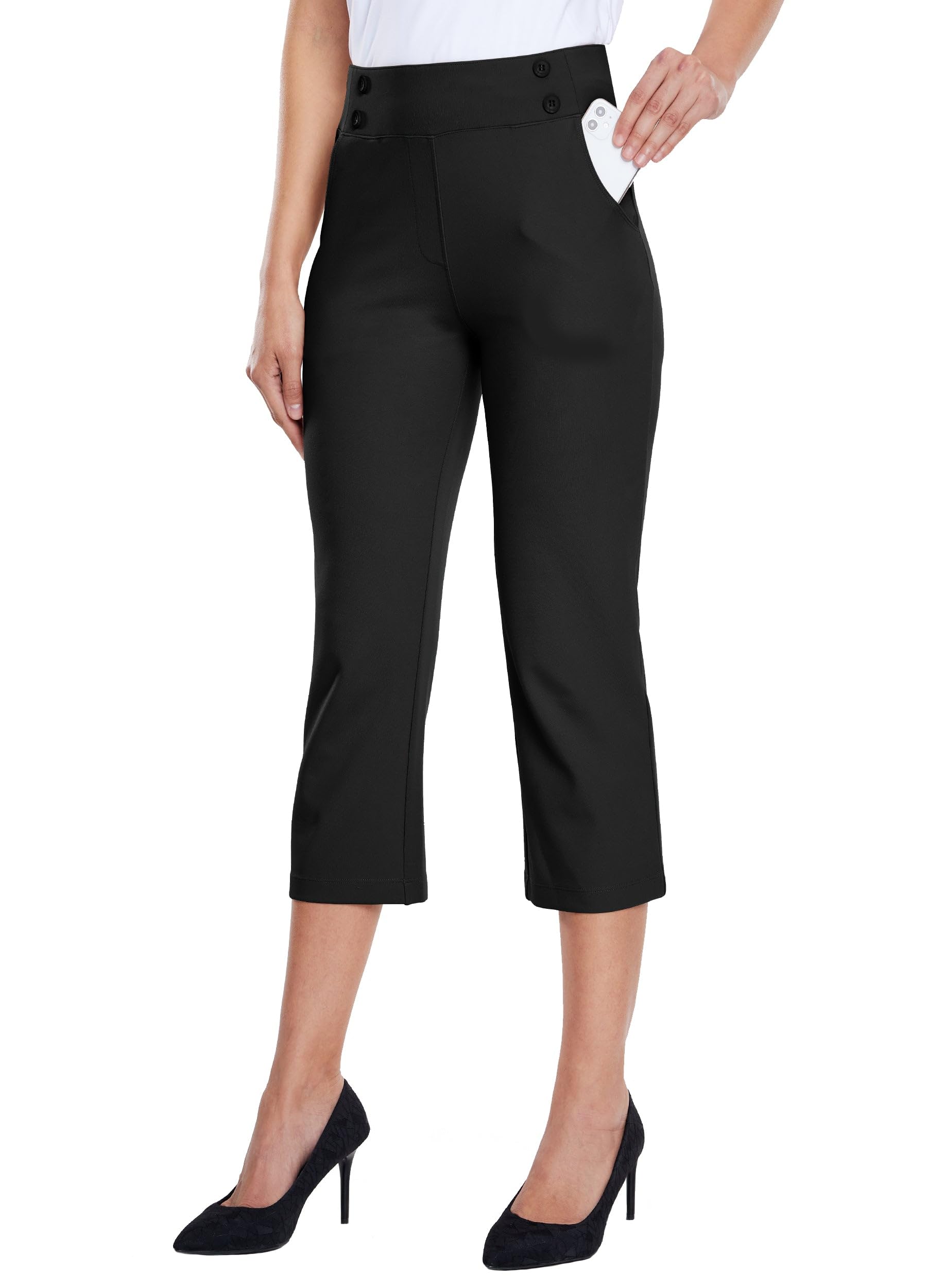 Willit Women's Capri Pants - Stretchy Yoga Pants for Work & Casual Wear - 21