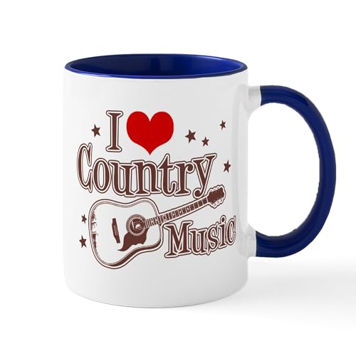 White/Navy Inside - I Love Country Music Mug
