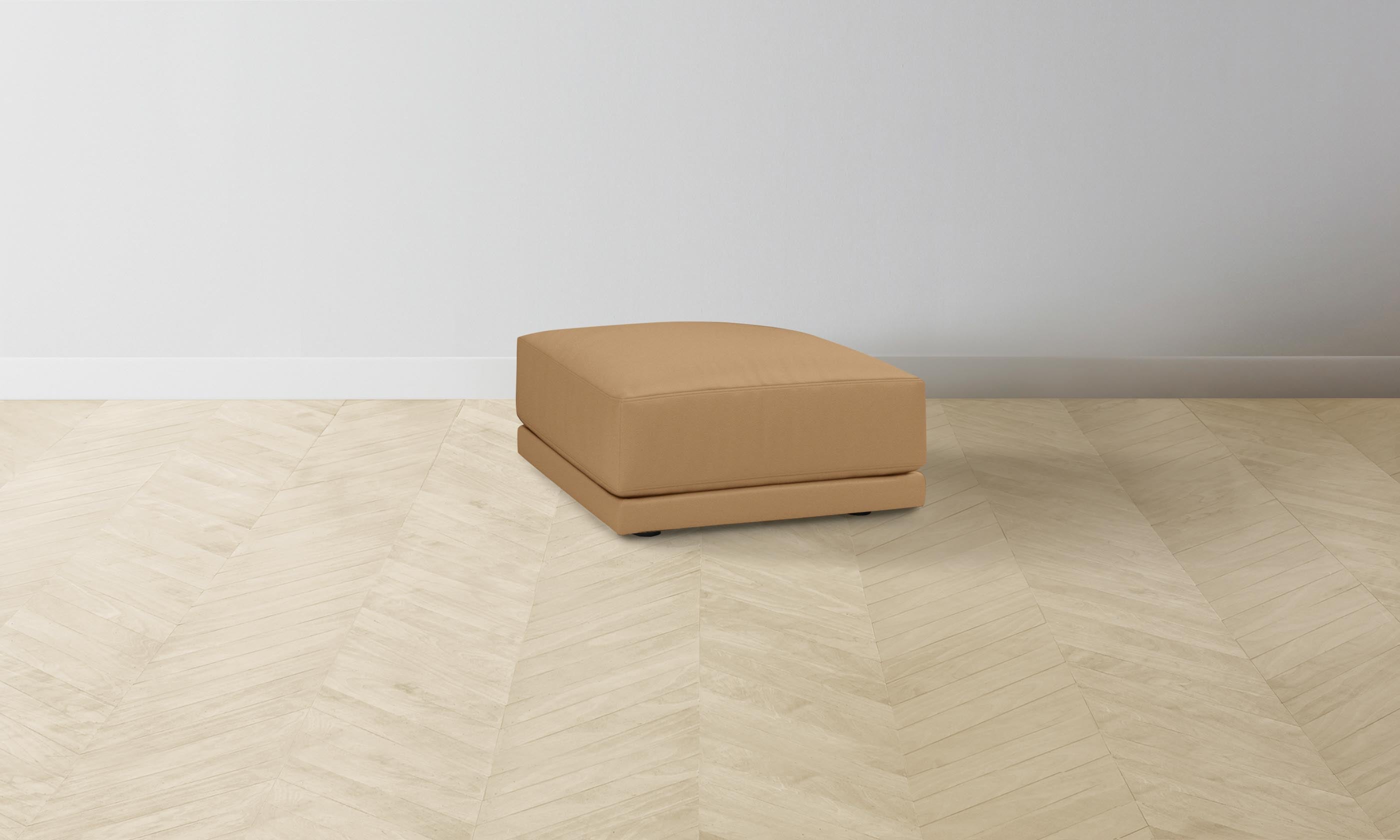 The Jones Ottoman - Pebbled Leather Latte Brown, Modern Footrest & Storage Bench for Living Room, Bedroom, or Office