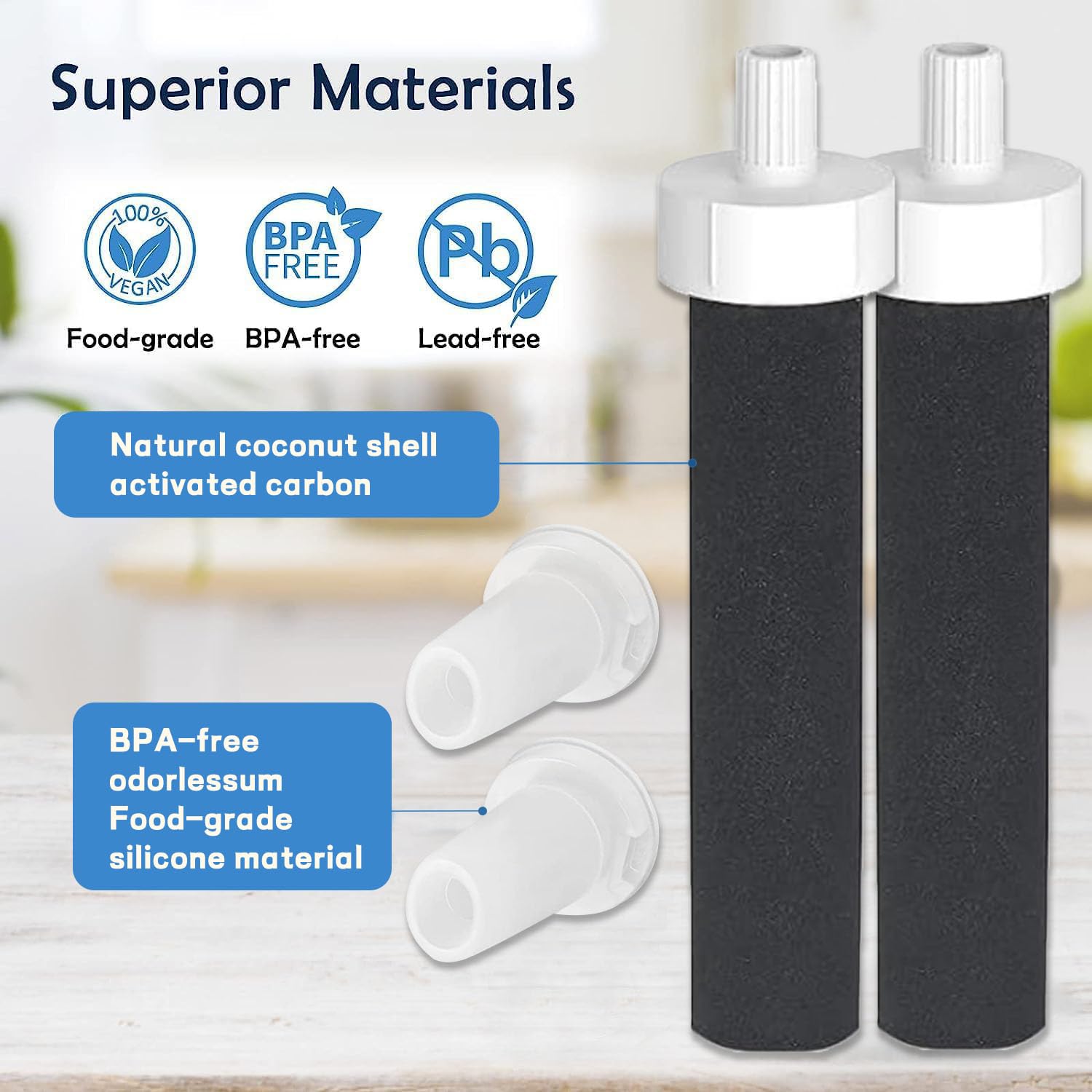 2-Pack Brita Water Filter Replacement Cartridges & Spouts - Compatible with Brita Bottles, Perfect for Hiking, Gym & Travel Hydration
