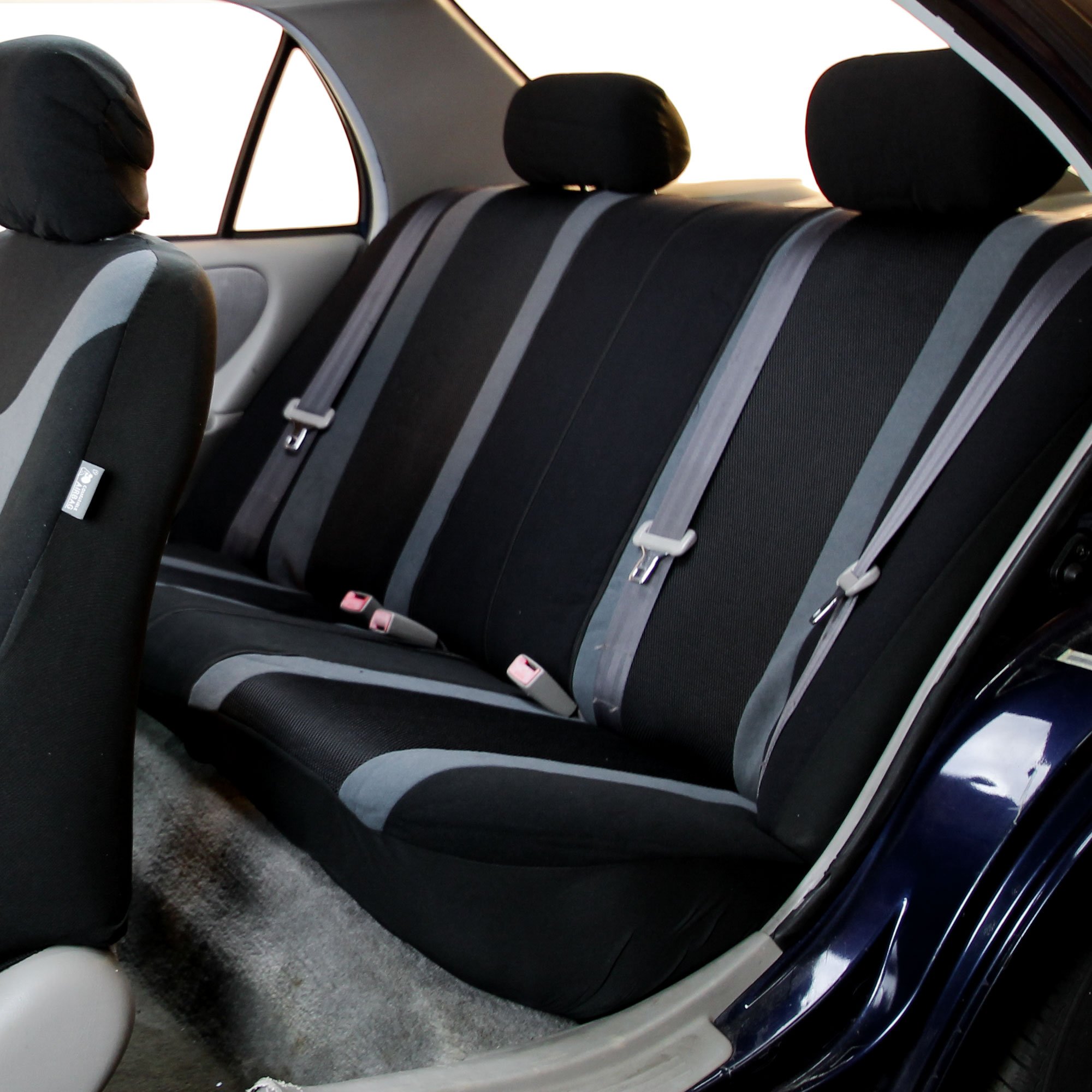 FH Group Universal Fit Sports Car Seat Cover - Split Bench Design for Detachable Headrests & Split Seats - Gray Automotive Seat Protector - Perfect for Cars, Trucks & SUVs - Great for Road Trips, Daily Commutes & Outdoor Adventures