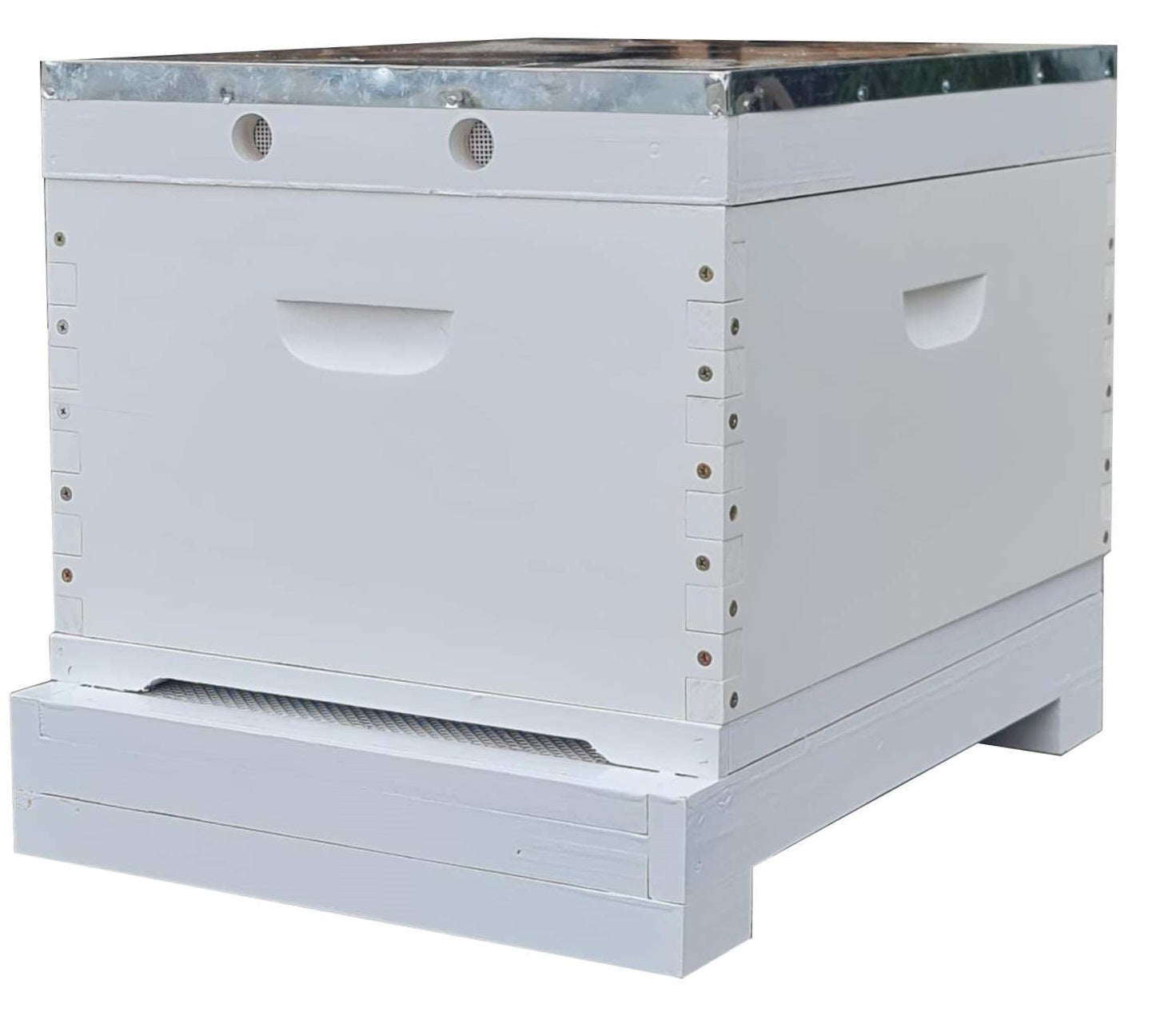 OZ ARMOUR Assembled & Painted Beehive Brood Box with Mesh Bottom Board - Single Box for Beekeeping & Honey Production | Perfect for Backyard Apiaries & Professional Beekeepers