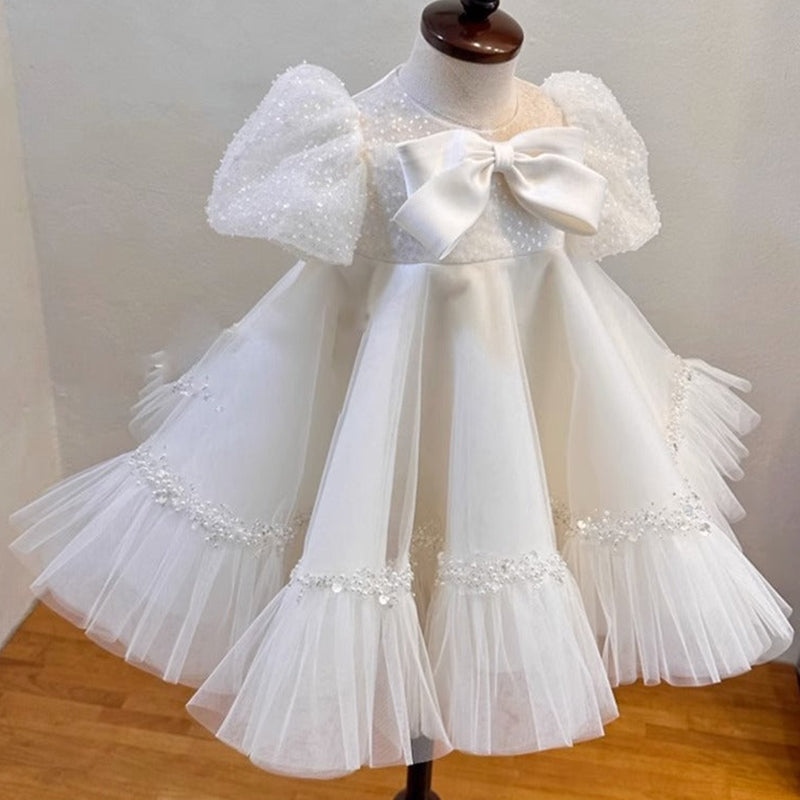 Adorable White Baby Girl Baptism & Birthday Party Dress - Toddler Princess Gown for Christening, First Communion & Special Occasions