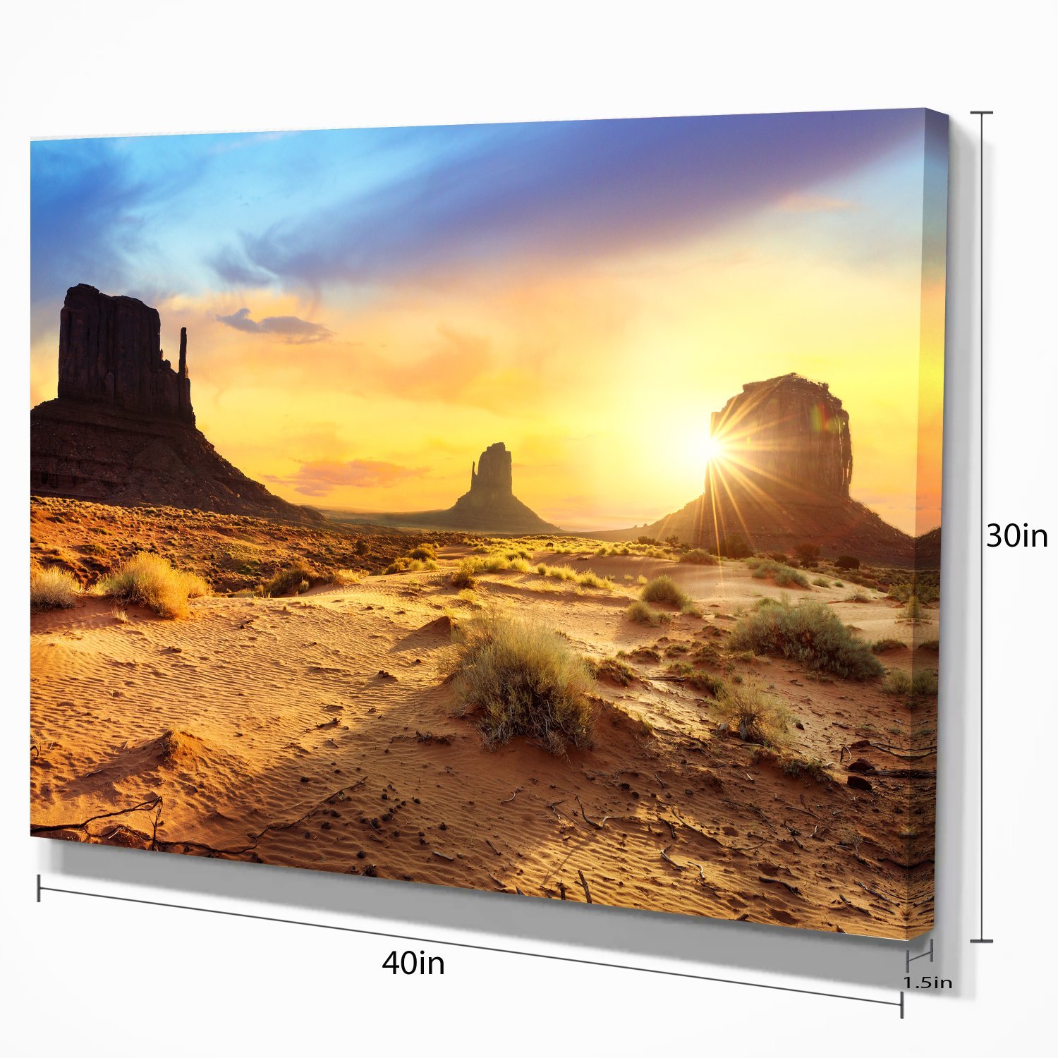 Stunning Monument Valley Landscape Photography Canvas Art Print - Desert Scenery Wall Decor for Living Room, Office & Bedroom