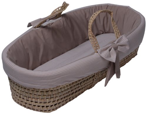 Khaki Gingham Baby Doll Moses Basket Bedding Set - Soft & Cozy Crib Accessories for Newborns & Toddlers | Perfect for Nursery, Playtime & Gift Giving