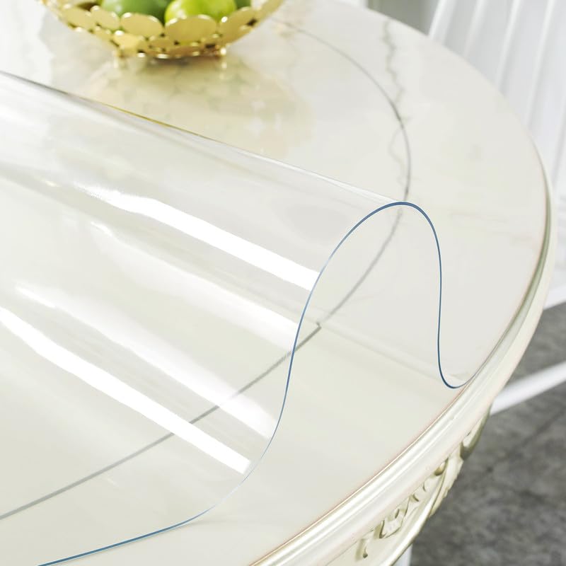 Warmstar 45 Inch Clear Round Table Protector - 1.5mm Thick PVC, Water Resistant, Durable Dining & Coffee Table Cover for Home, Office, and Outdoor Use