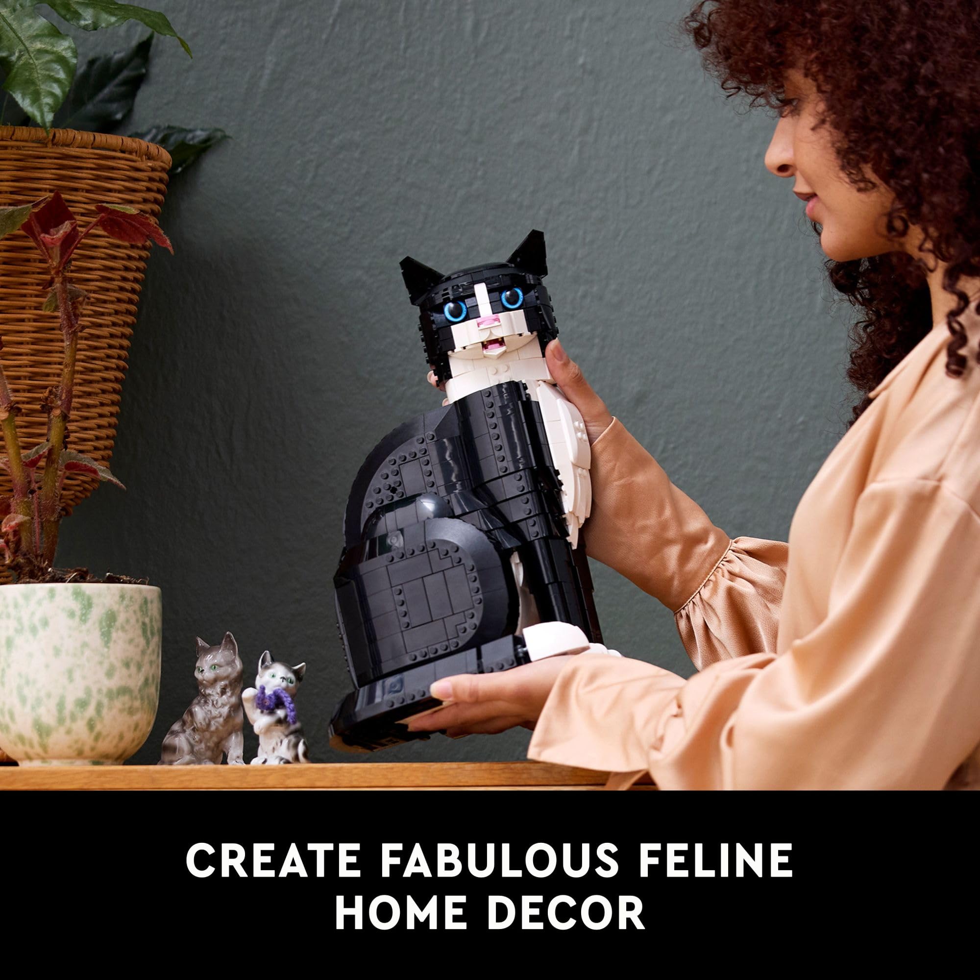 LEGO Ideas Tuxedo Cat Building Set for Adults 18+ - DIY Home Decor Craft Kit for Living Room & Bedroom - Perfect Gift for Cat Lovers, Women & Men (Model 21349) - Creative Display for Cat Enthusiasts & LEGO Collectors