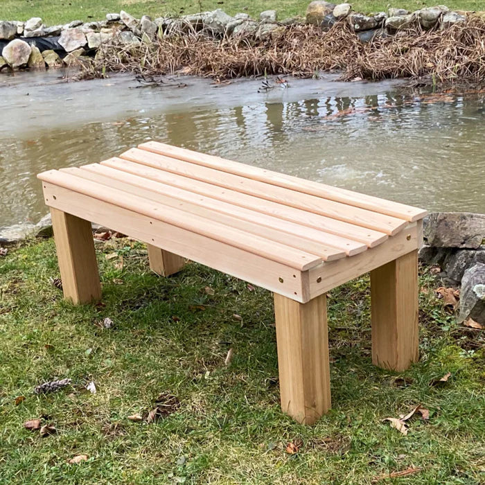 Regallion 4-Foot Courtyard Bench - Outdoor Garden Bench with Weather-Resistant Wood for Patio, Backyard, and Park Use