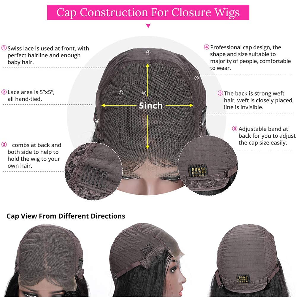 5x5 HD Lace Front Wigs Human Hair - Brazilian Virgin Hair 180% Density 26 Inch - Soft & Smooth Natural Black Color with Baby Hair for Black Women | Perfect for Daily Wear, Special Occasions & Protective Styling