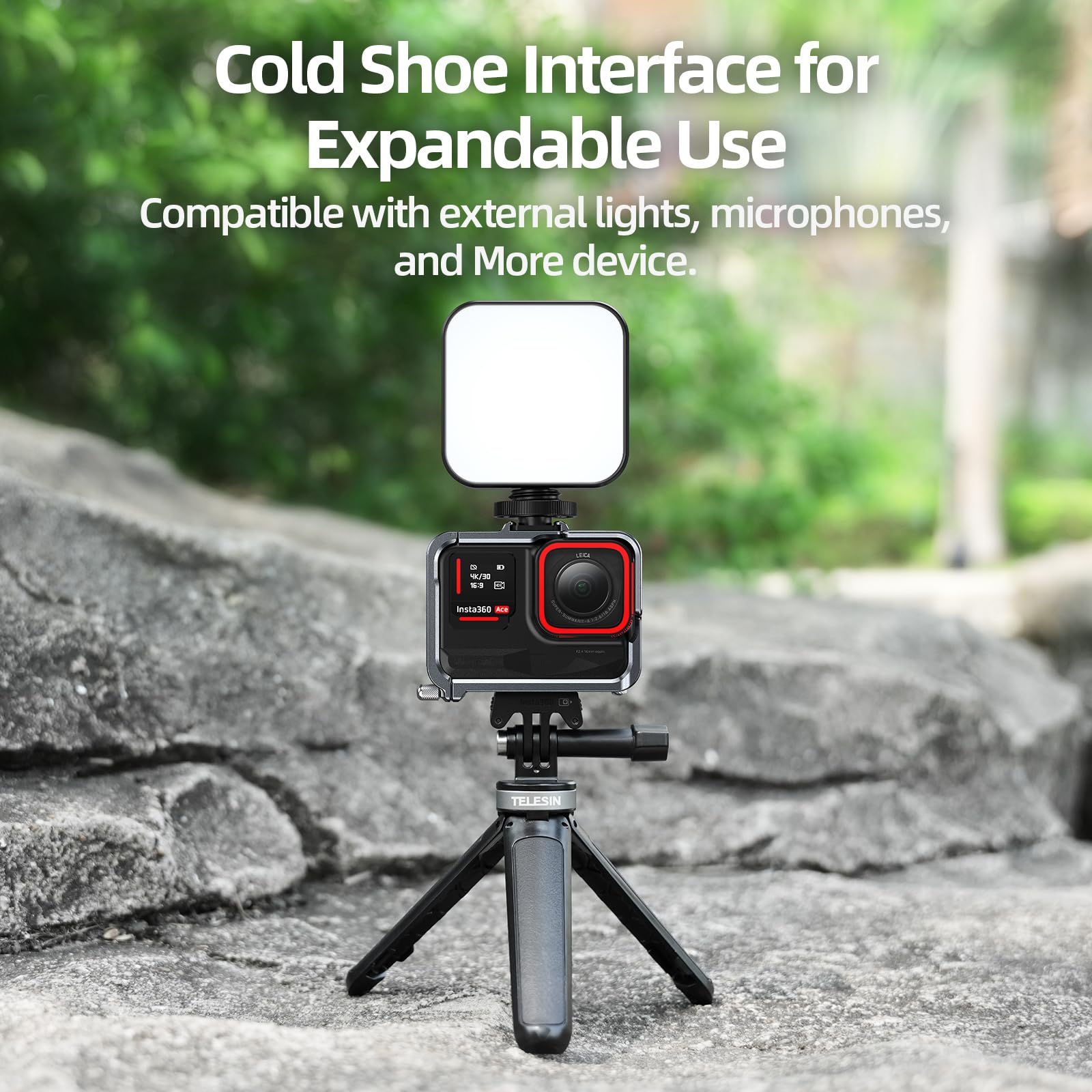 TELESIN Aluminum Alloy Horizontal & Vertical Mount Bracket for Insta360 Ace & Ace Pro Tripod Accessories - 1/4