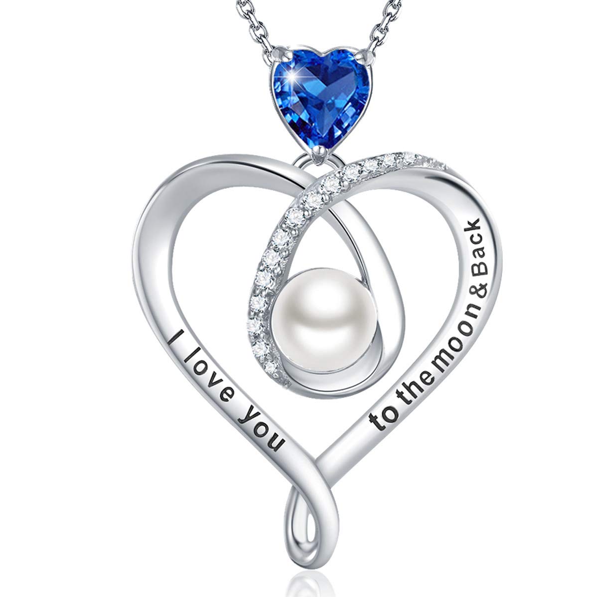 ELDA & CO. April & May Birthstone Necklace for Women - Simulated Diamond & Emerald Jewelry, 925 Sterling Silver 'I Love You' & '100 Languages to the Moon and Back' Pendant - Perfect Birthday Gift for Her, Anniversary, Valentine's Day & Mother's Day