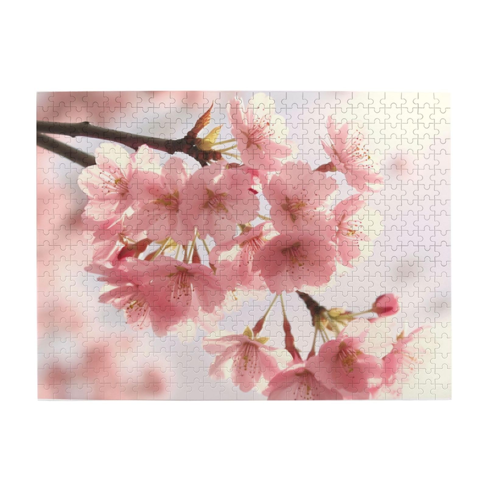 500 Piece Cherry Blossom Jigsaw Puzzle for Adults - Personalized Wooden Photo Puzzle with 20.4