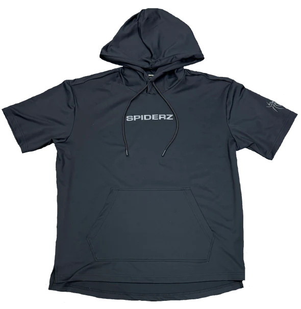 Spiderz Men's Short Sleeve Training Hoodie - Lightweight Workout Jacket for Gym & Running (Black, Navy, Gray) - Perfect for Fitness, Jogging & Casual Wear