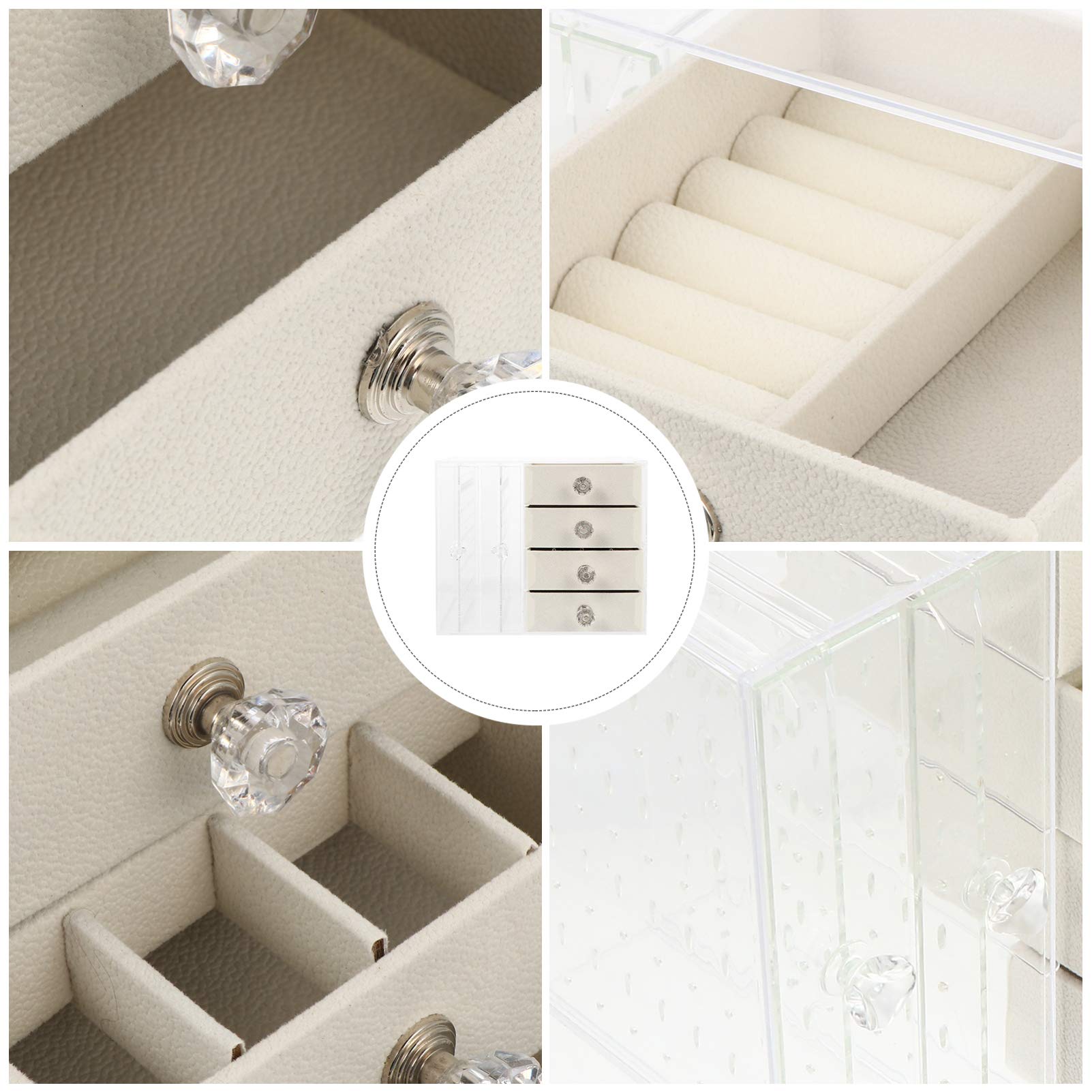 Cabilock 1pc Clear Acrylic Jewelry Box Organizer with Trays - Drawer Display Stand for Bracelets, Earrings & Necklaces - Perfect for Retail Stores, Boutiques & Home Jewelry Organization