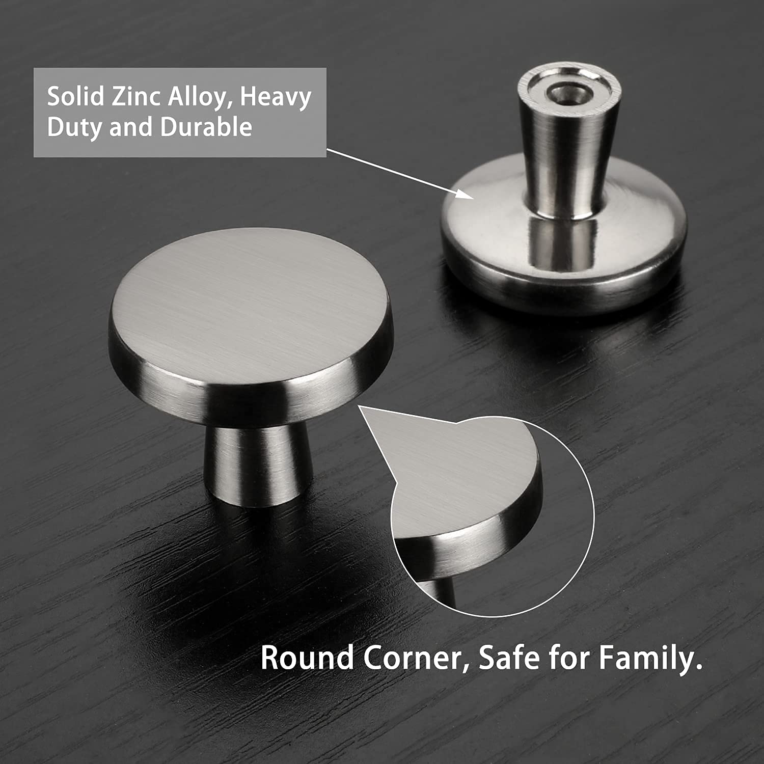 25 Pack Brushed Nickel Cabinet Knobs - Silver Round Knobs for Kitchen & Bathroom Cabinets (MO5310SNB) | Durable & Stylish Hardware for Drawers, Dressers & Furniture Upgrades
