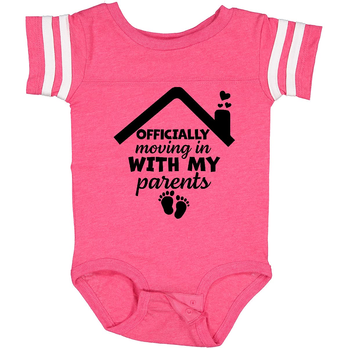 Inktastic NICU Graduate Officially Moving in with My Parents Baby Bodysuit - Soft Cotton Infant Onesie for Newborns & Preemies - Perfect for NICU Graduation, Coming Home & Family Photos