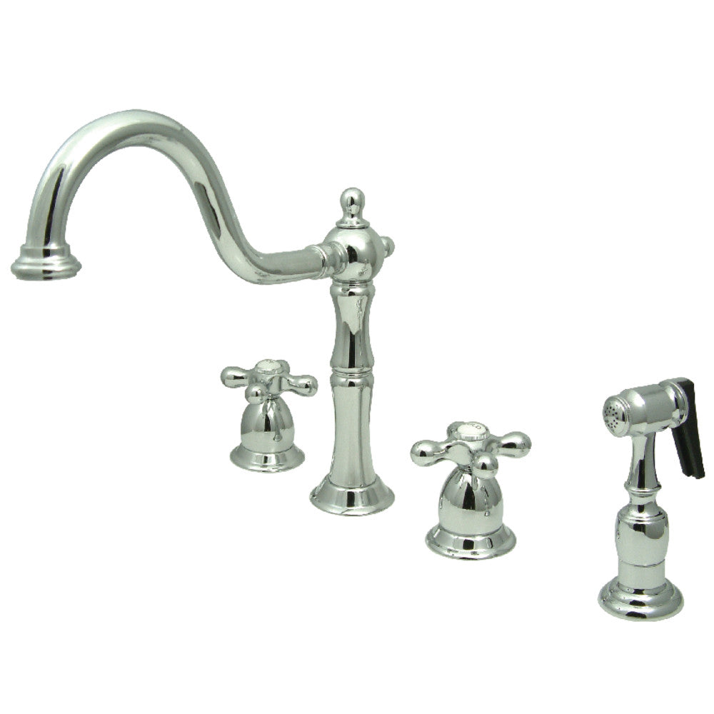 Kingston Brass KB1793AXBS Widespread Kitchen Faucet - High Arc Pull-Down Sprayer, Oil Rubbed Bronze Finish, 3-Hole Installation - Perfect for Modern Kitchens & Farmhouse Sinks