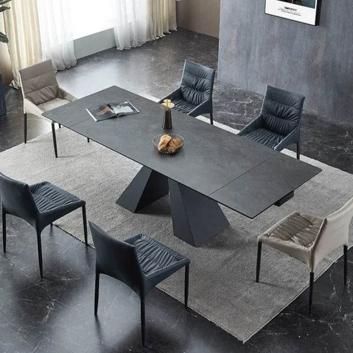 Premium Hadar Sintered Stone Extendable Dining Table - Modern Expandable Kitchen Table for 6-10 People - Perfect for Family Gatherings & Dinner Parties