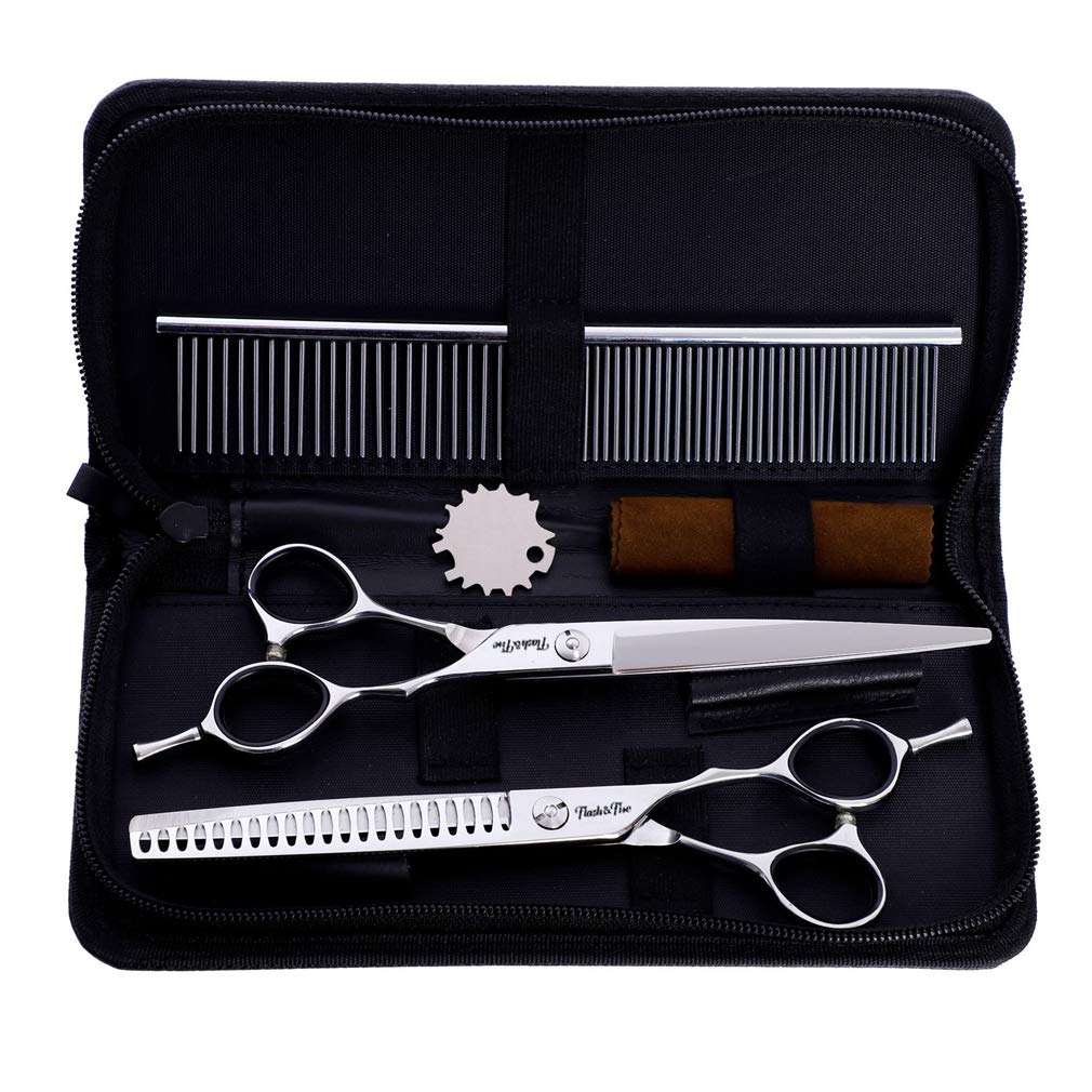 Professional 3Pcs Stainless Steel Pet Grooming Scissors Kit for Dogs & Cats - Salon Quality Haircut Tools for Home & Professional Use - Perfect for Pet Owners, Groomers & Barber Shops