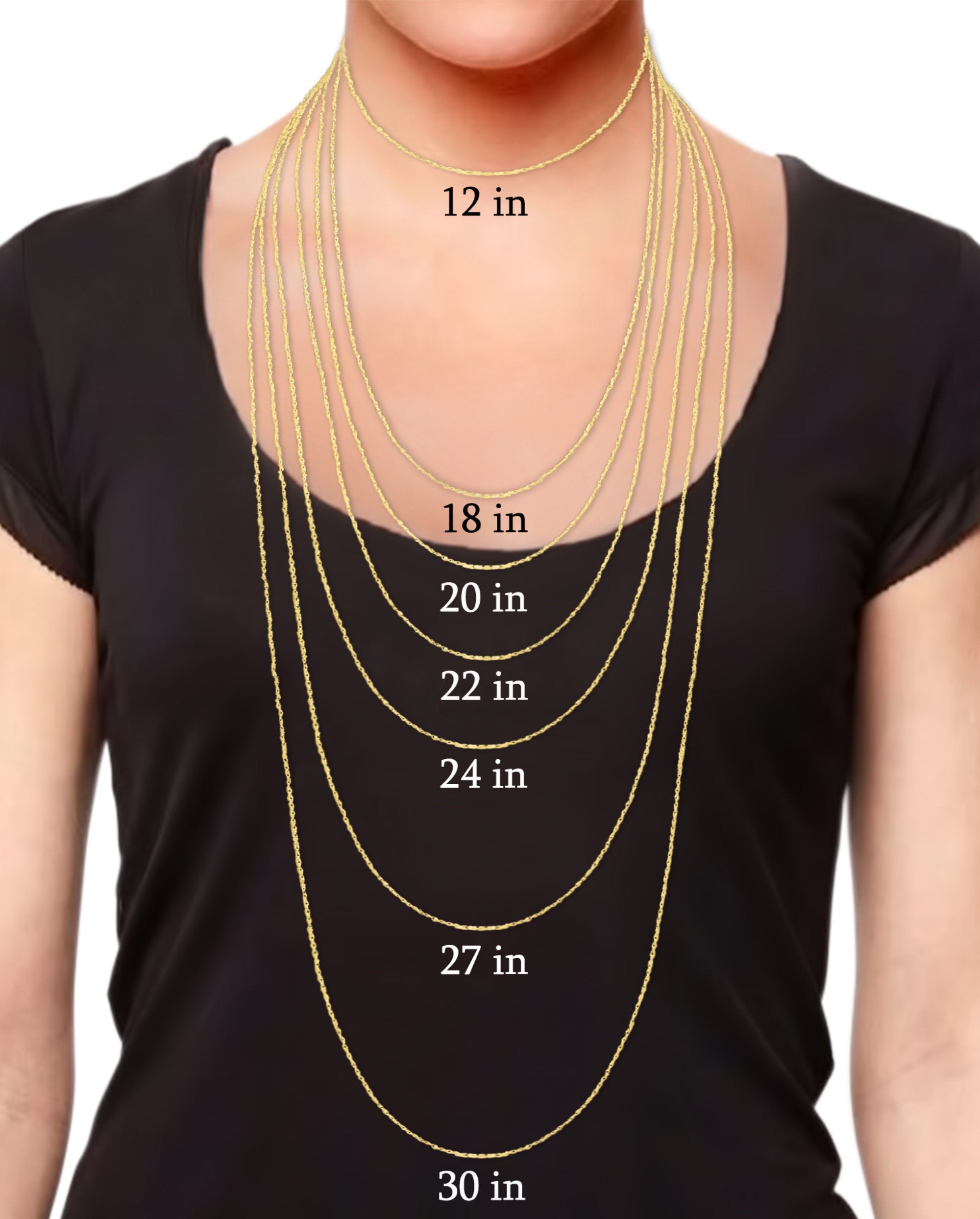 1.4MM 14K Solid Gold Rope Chain Necklace for Women & Men - Yellow Gold or White Gold - Durable & Hypoallergenic Jewelry for Everyday Wear, Gifts & Special Occasions