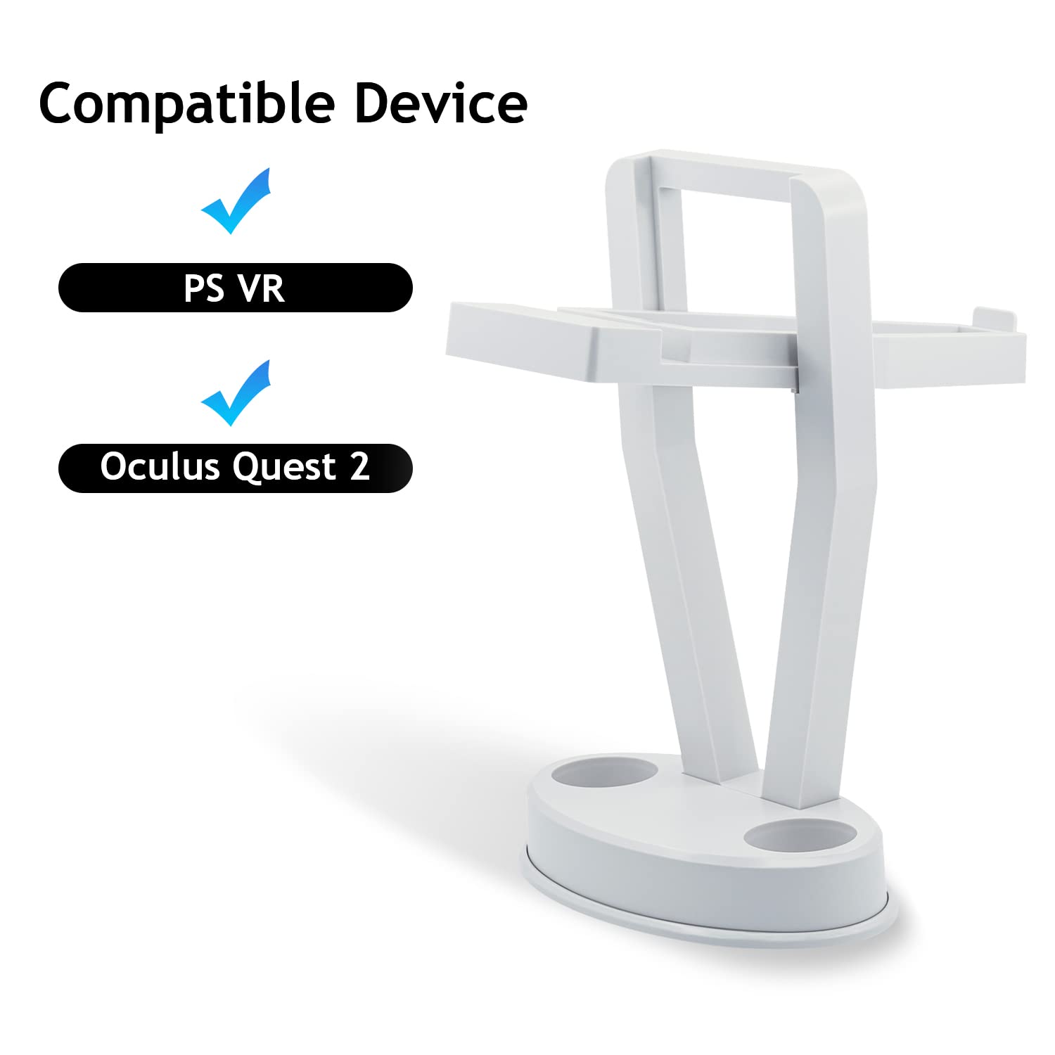 McBazel VR Stand - Universal Display Holder for Oculus Quest 2, Quest 3, PS VR & Touch Controllers - White - Perfect for Organized Gaming Setup & VR Accessories Storage