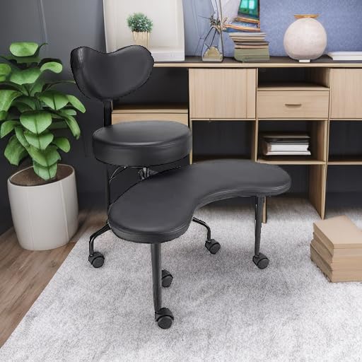 Adjustable Meditation Chair with Wheels - Ergonomic Cross-Legged Office Chair for ADHD & Fidgety Sitters - Criss Cross Desk Chair with Lumbar Support - Flexible Design for Yoga, Meditation & Home Office (Black)