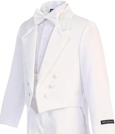 Boys White Long Tail Tuxedo Suit - Formal Wear for Weddings, Prom & Special Occasions - Classic Elegant Kids Suit for Parties & Events
