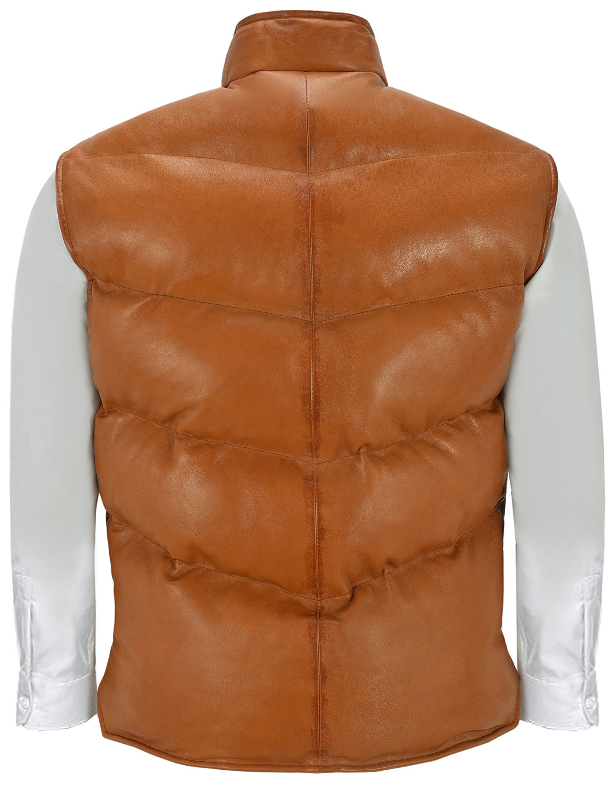 Men's Padded Lambskin Leather Puffer Vest - Winter Warm Waistcoat for Casual Outfits | Perfect for Outdoor Activities, Streetwear & Layering in Cold Weather