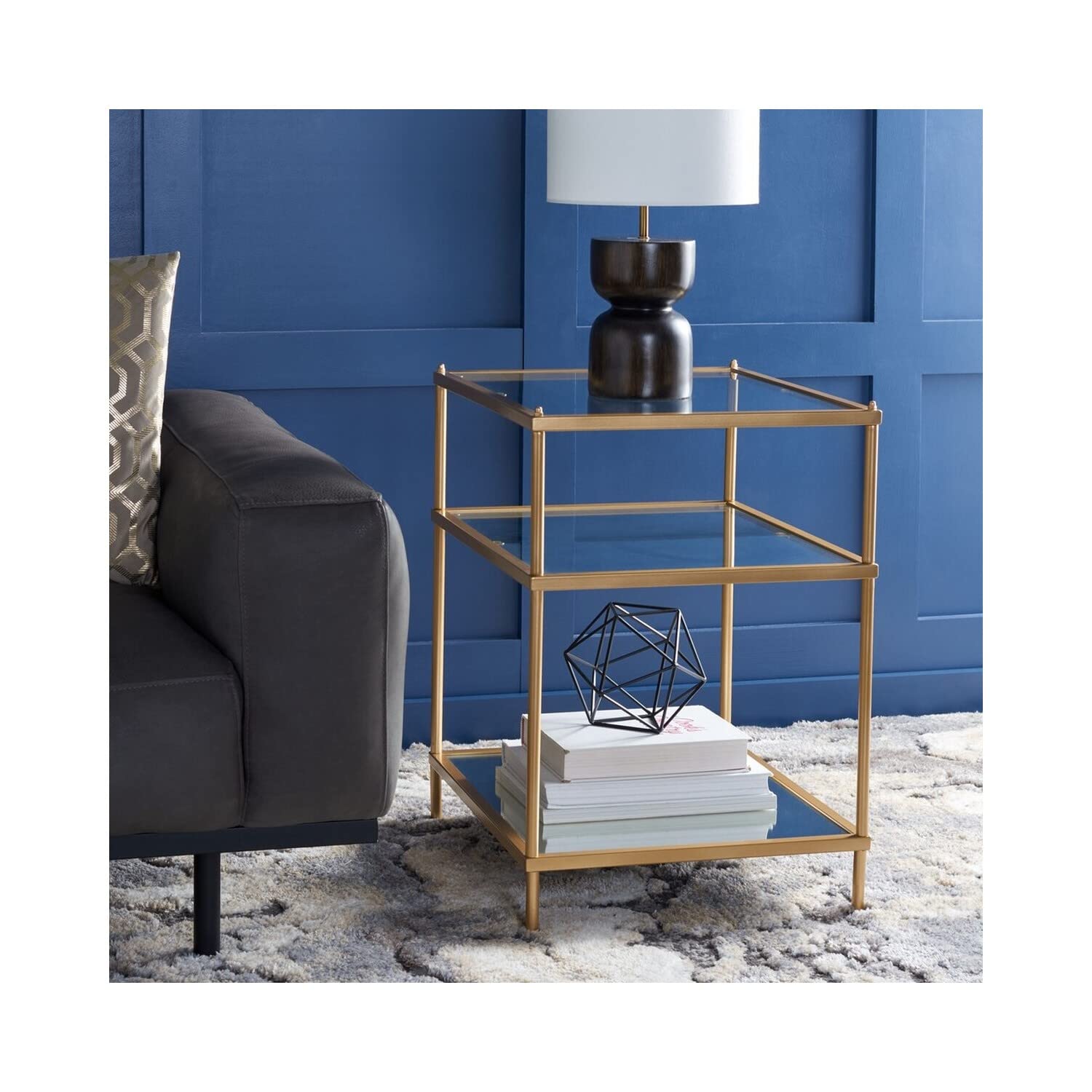 Safavieh Noelia Gold 3-Tier Square Accent Table - Elegant Side Table for Living Room, Bedroom & Office Decor