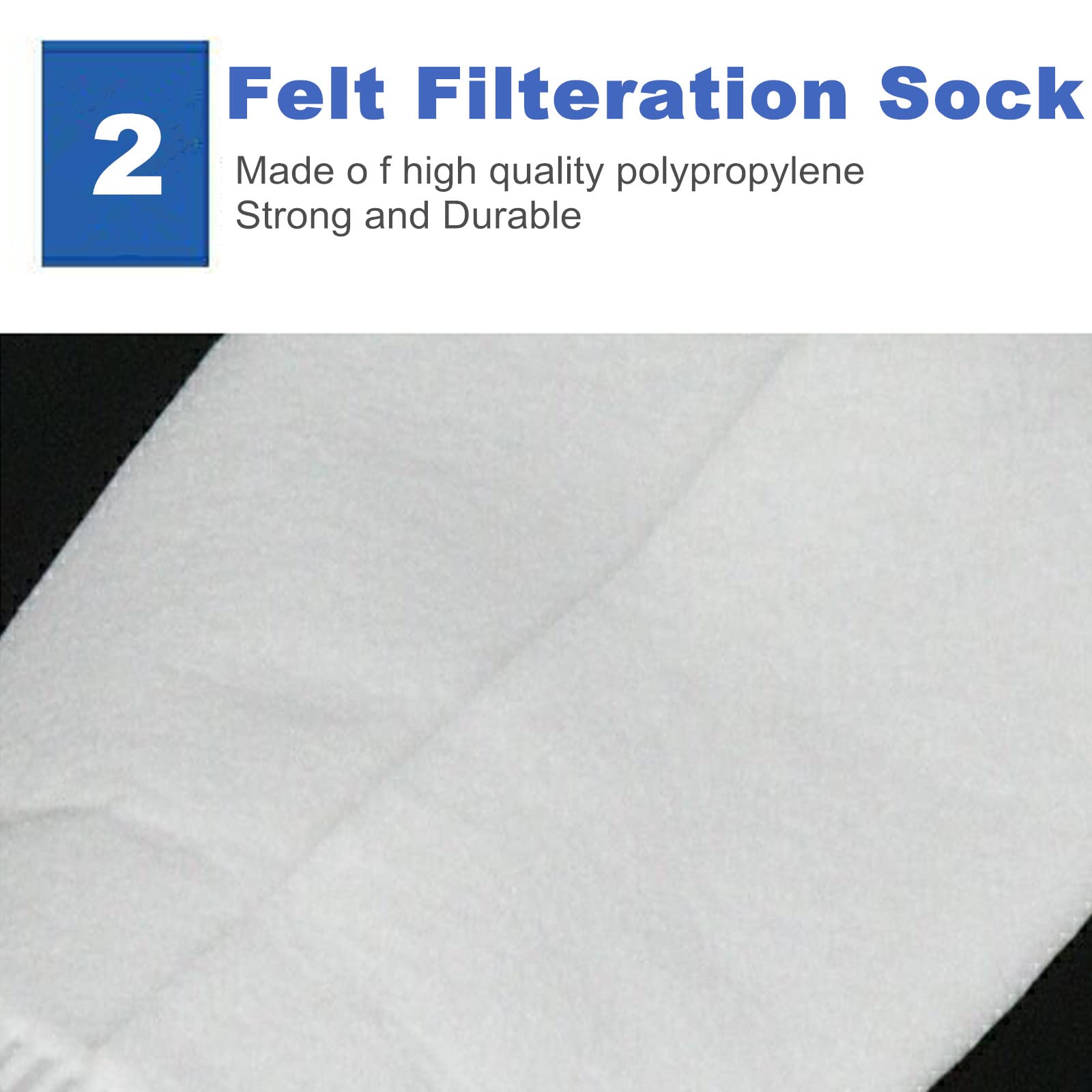 2 Pack 50 Micron Felt Filter Socks - 4