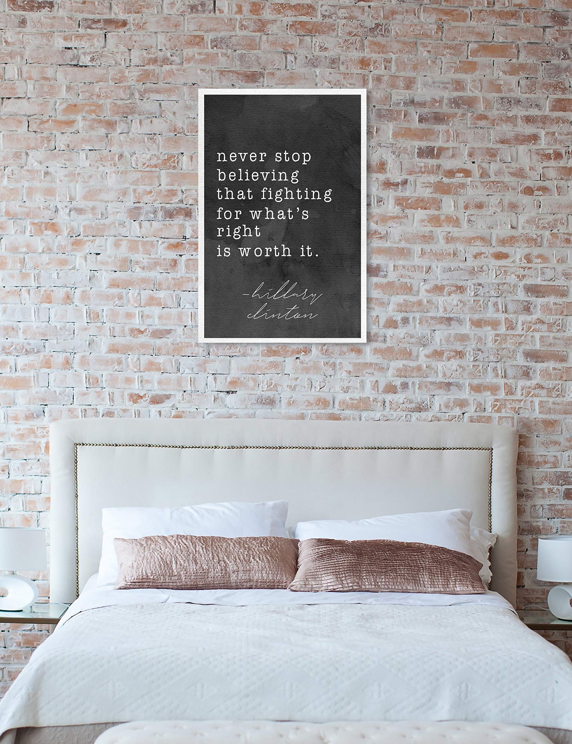 Oliver Gal Artist Co. 'Never Stop Believing' Inspirational Wall Art Canvas Print - 30x45 Inches Black & White Home Decor - Perfect for Living Room, Bedroom & Office Decorations