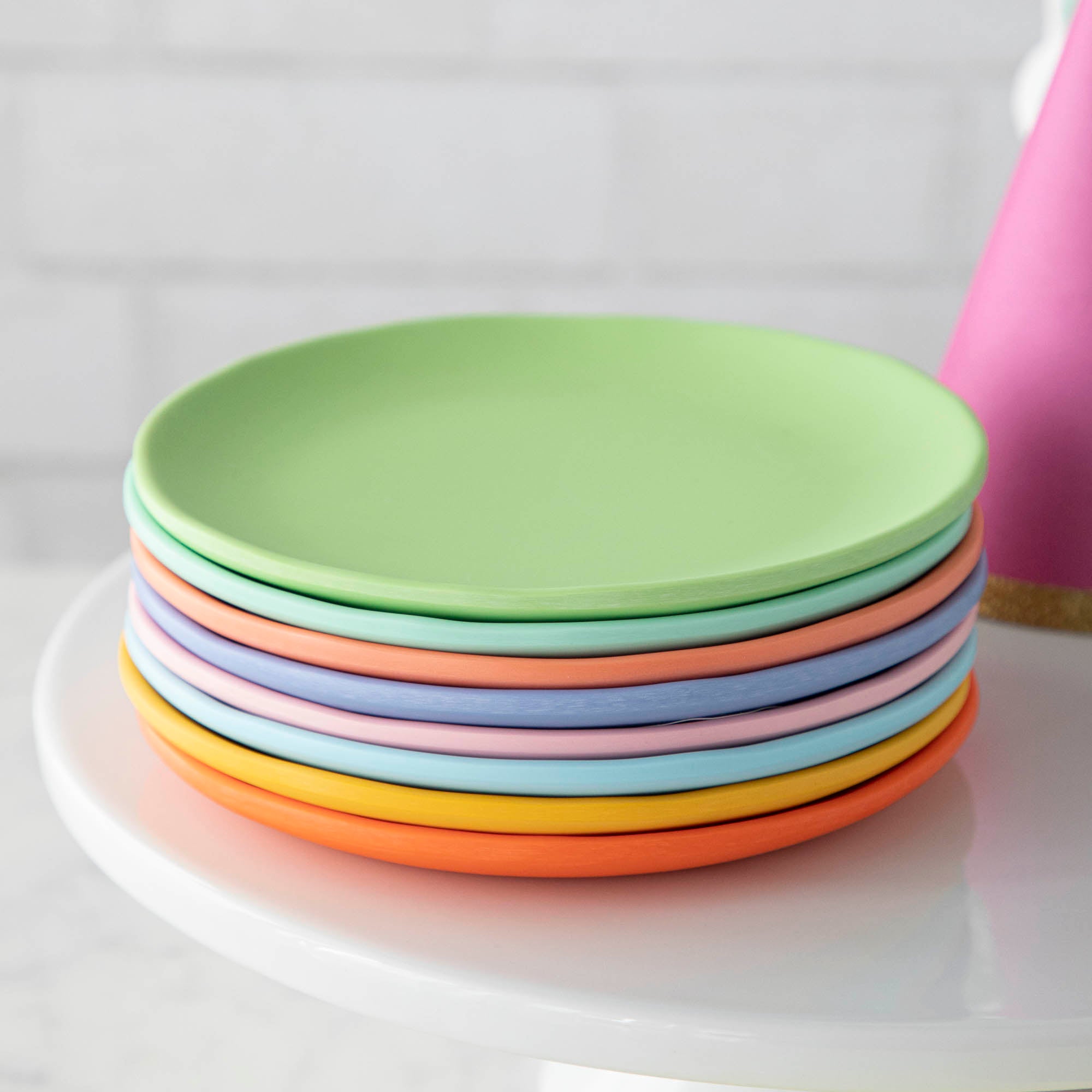 6-Piece Rainbow Colored Melamine Plates Set - Durable & Lightweight for Outdoor Picnics, BBQs, and Party Dining