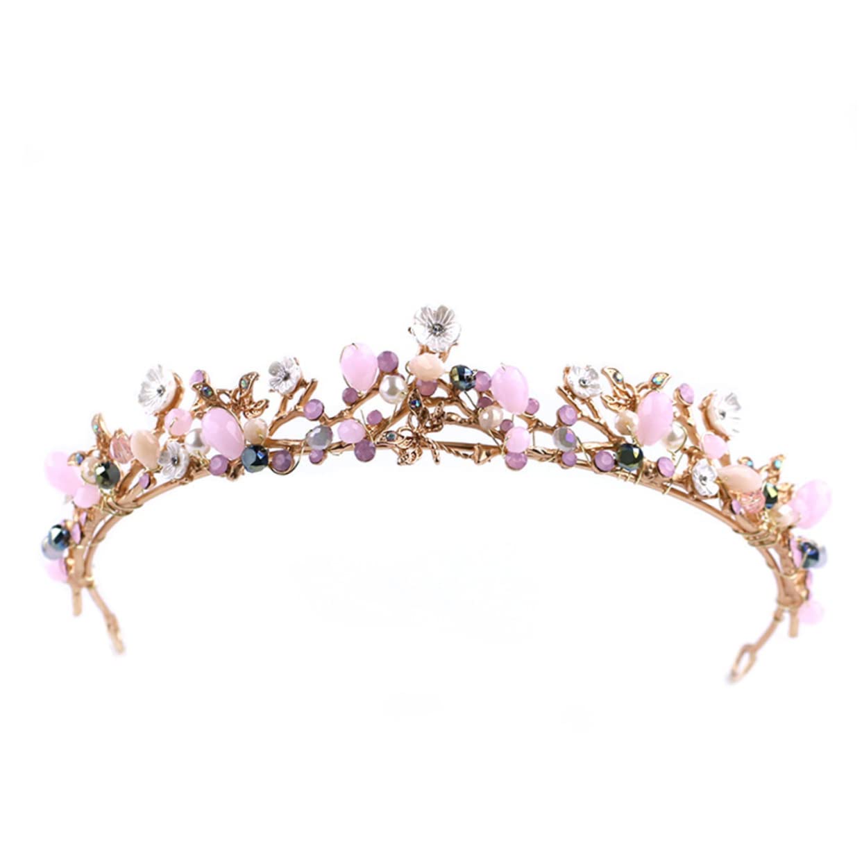 Beaupretty Rhinestone Flower Tiara Headband - Elegant Crystal Wedding Hair Accessories for Women, Brides, Pageants & Birthday Parties | Vintage Baroque Style Princess Crown for Special Occasions