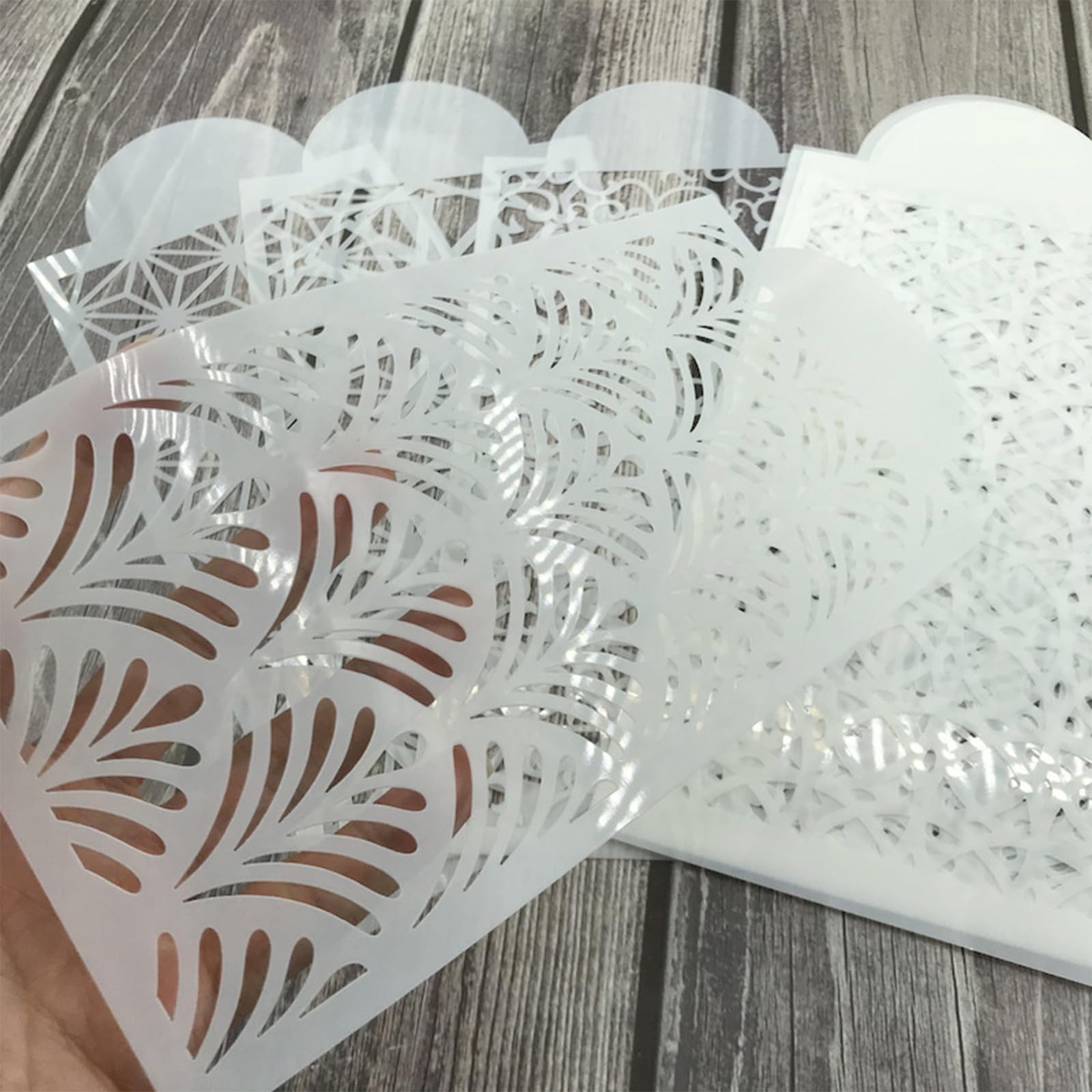 10 Pcs Floral & Geometric Cake Stencils Set - Wedding, Icing, Fondant, Cookie Decorating Templates for Buttercream & Dessert Baking Supplies - Perfect for DIY Cake Decoration, Birthday Parties & Wedding Cakes